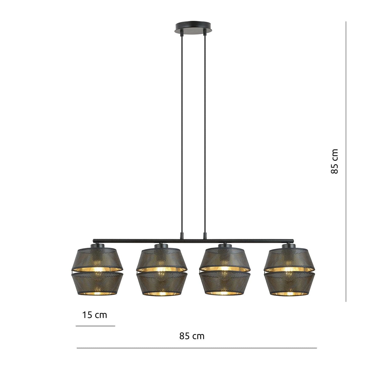 Sospensione Contemporanea 4 Luci Malia In Metallo Nero E Oro in Lampade a sospensione LuceArt - Montecorvino Pugliano, commercioVirtuoso.it