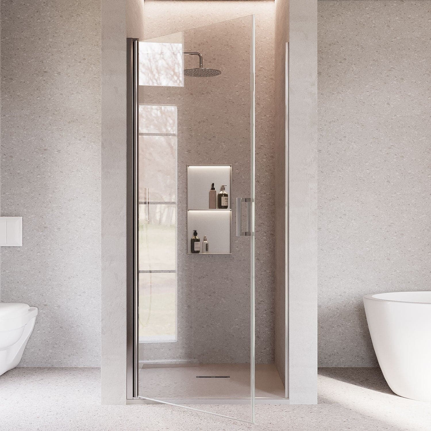 Porta doccia battente nicchia 6mm h195 anticalcare SALEMA in Porte doccia Mondialshop - Parabiago, commercioVirtuoso.it