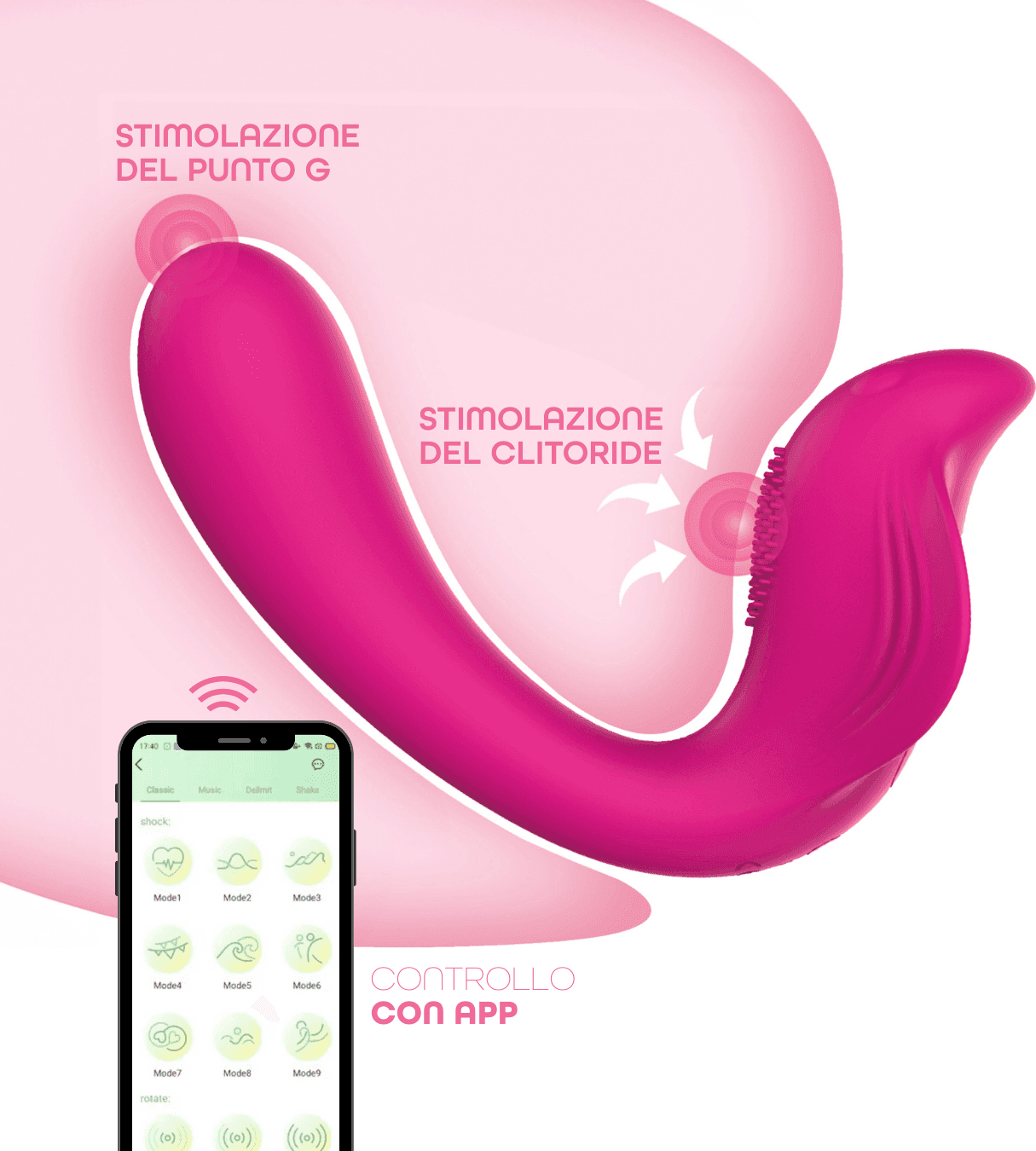 Vibratore a U clitoride e punto G con controllo tramite app in morbido silicone in Vibratori proiettile e ovuli vibranti Do You Erotic - Napoli, commercioVirtuoso.it