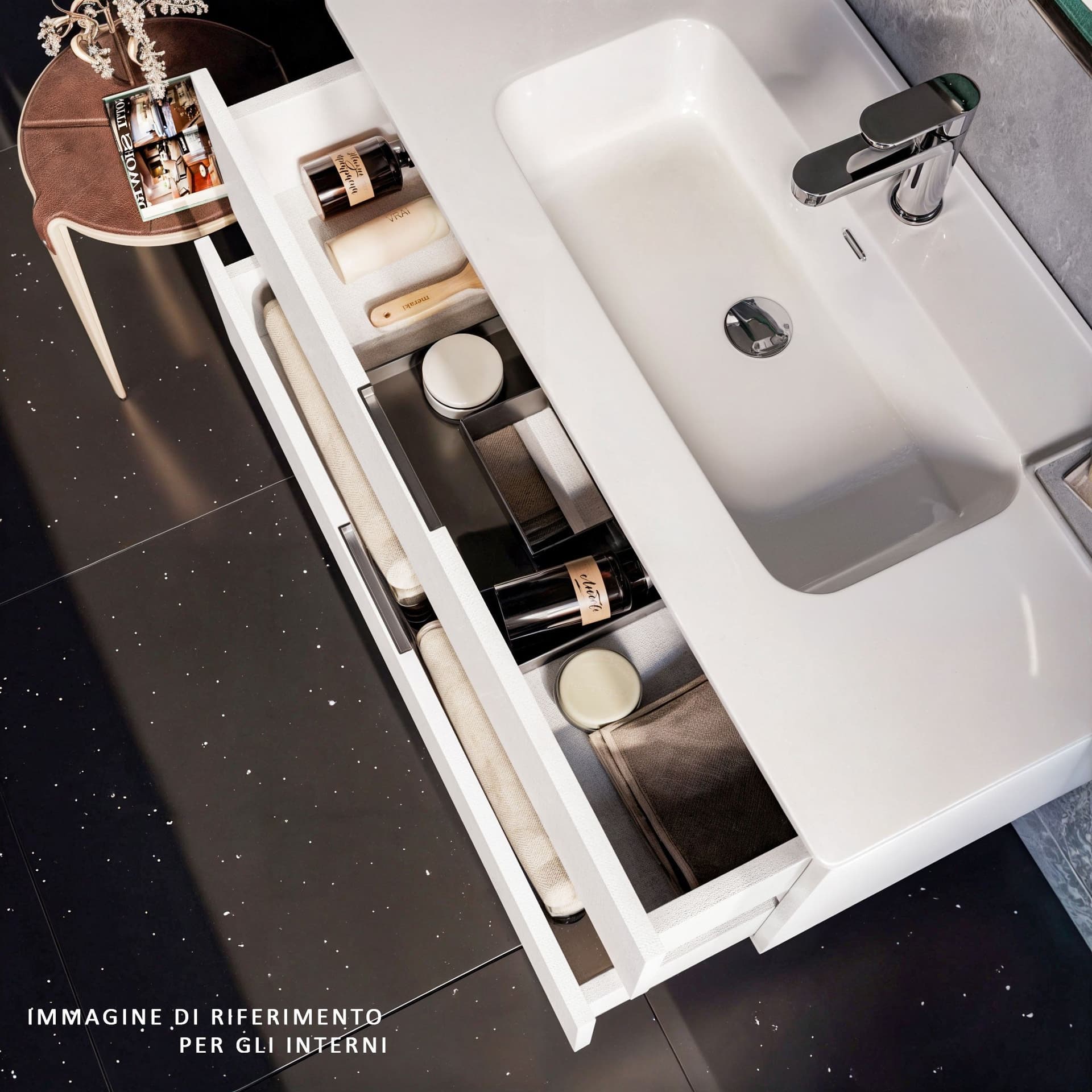 Mobile bagno sospeso 80cm Bianco con mensola e lavabo ad appoggio - ARMONY in Mobiletti con lavabo Mondialshop - Parabiago, commercioVirtuoso.it