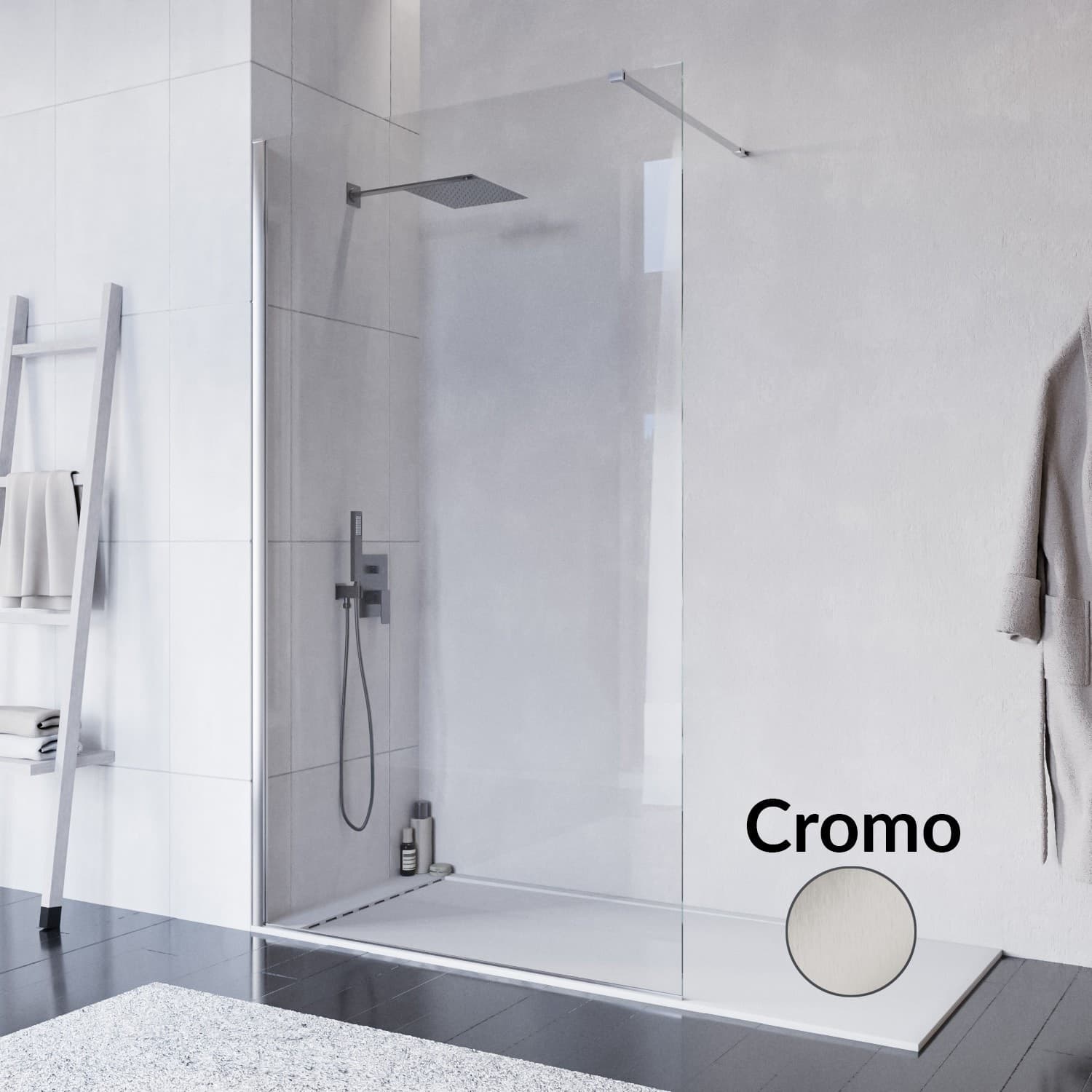 Doccia walk-in 70 cm h200 vetro 8mm anticalcare trasparente ISIDE in Box doccia Mondialshop - Parabiago, commercioVirtuoso.it