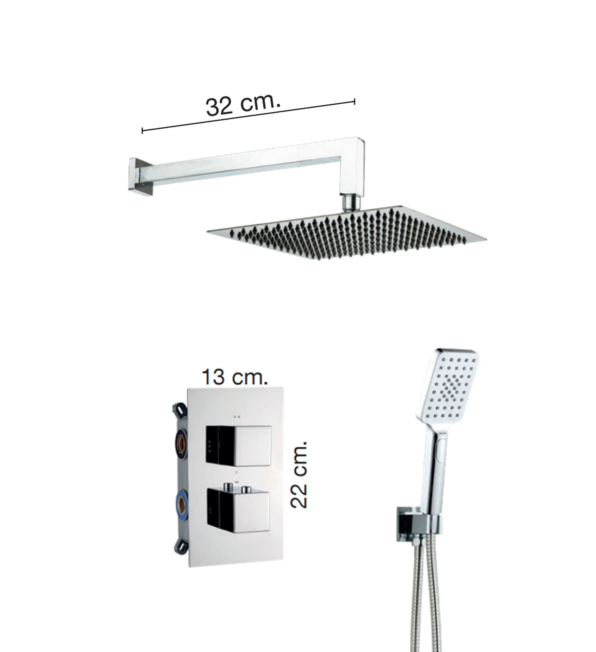 Kit doccia incasso Termostatico Soffione 25x25 in Rubinetti per vasca Mondialshop - Parabiago, commercioVirtuoso.it