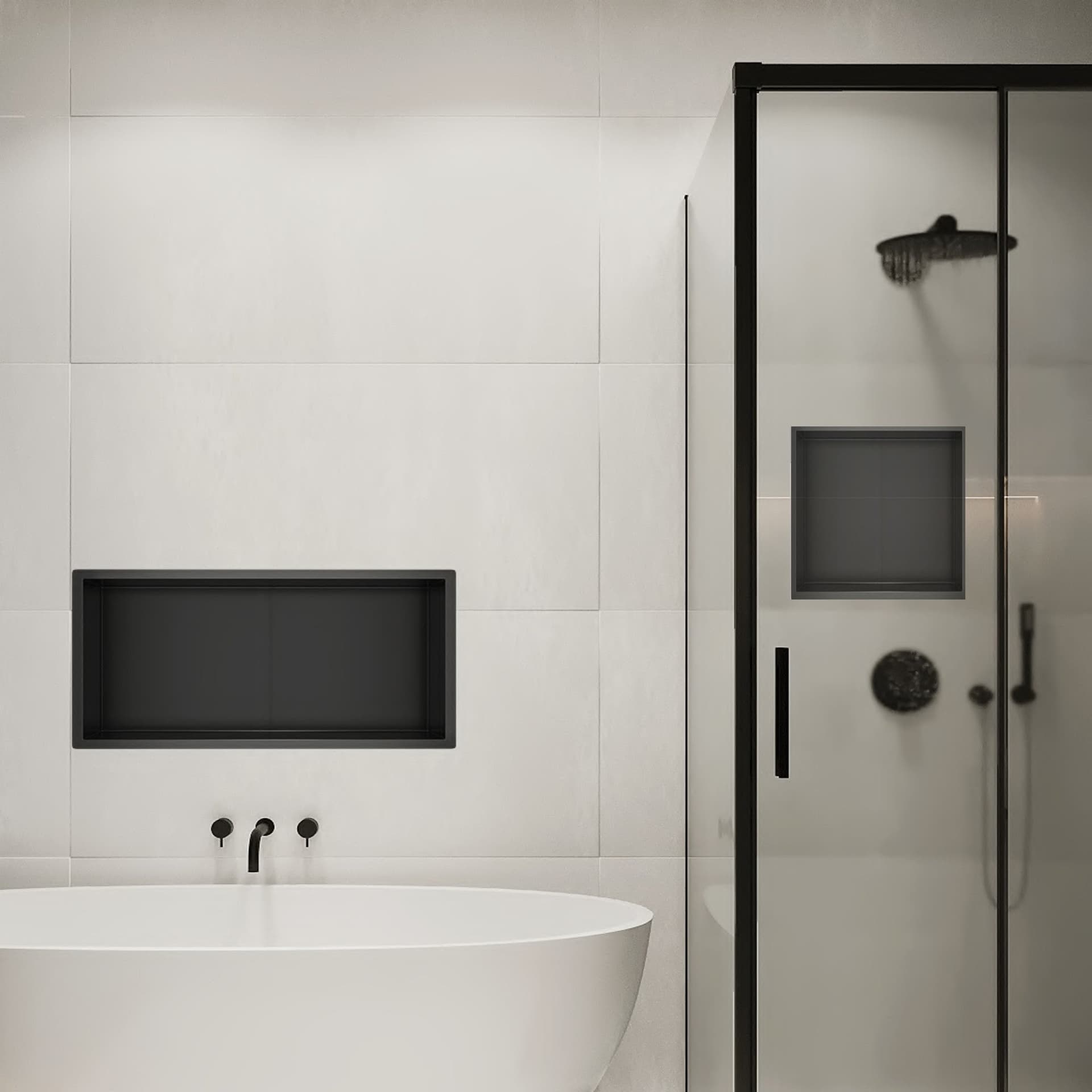 Nicchia doccia 60x30 nera profondità 8cm GLAMOUR in Mensole bagno Mondialshop - Parabiago, commercioVirtuoso.it