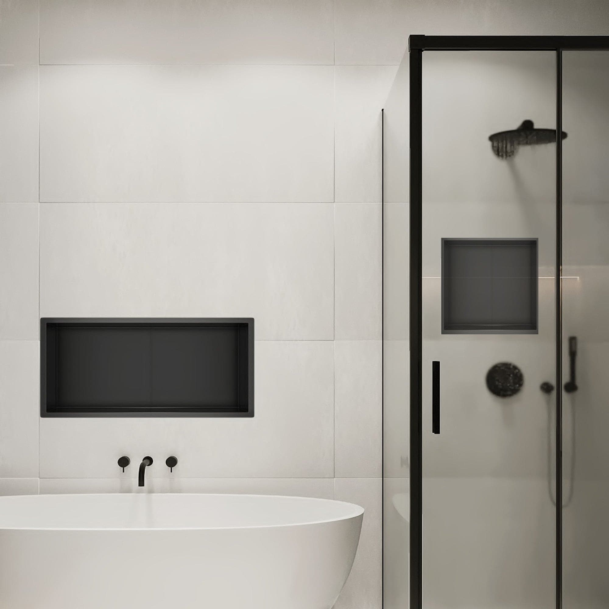 Nicchia doccia 60x30 nera profondità 8cm GLAMOUR in Mensole bagno Mondialshop - Parabiago, commercioVirtuoso.it