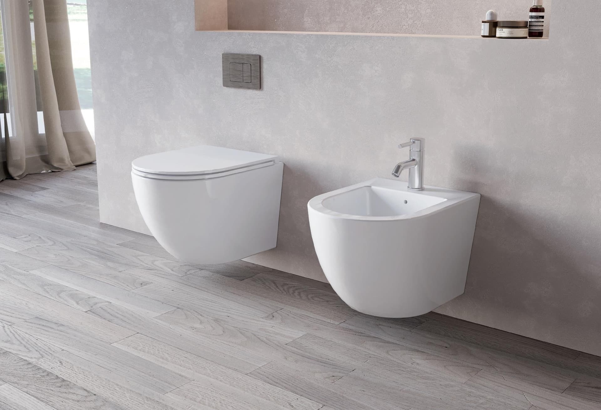 Coppia Sanitari Sospesi Wc E Bidet ciclonici bianchi MOON in Vasi WC Mondialshop - Parabiago, commercioVirtuoso.it