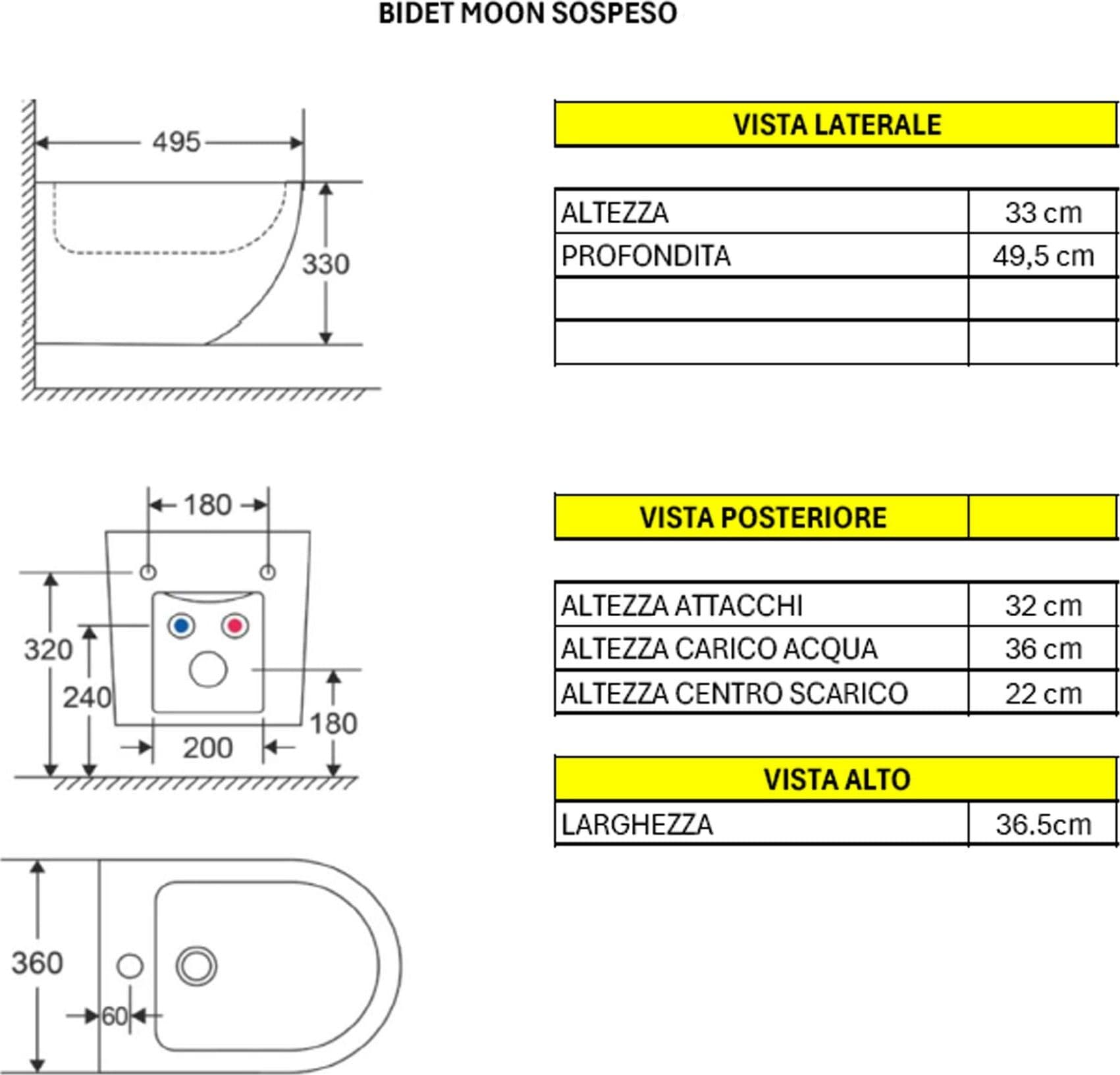 Coppia Sanitari Sospesi Wc E Bidet ciclonici bianchi MOON in Vasi WC Mondialshop - Parabiago, commercioVirtuoso.it