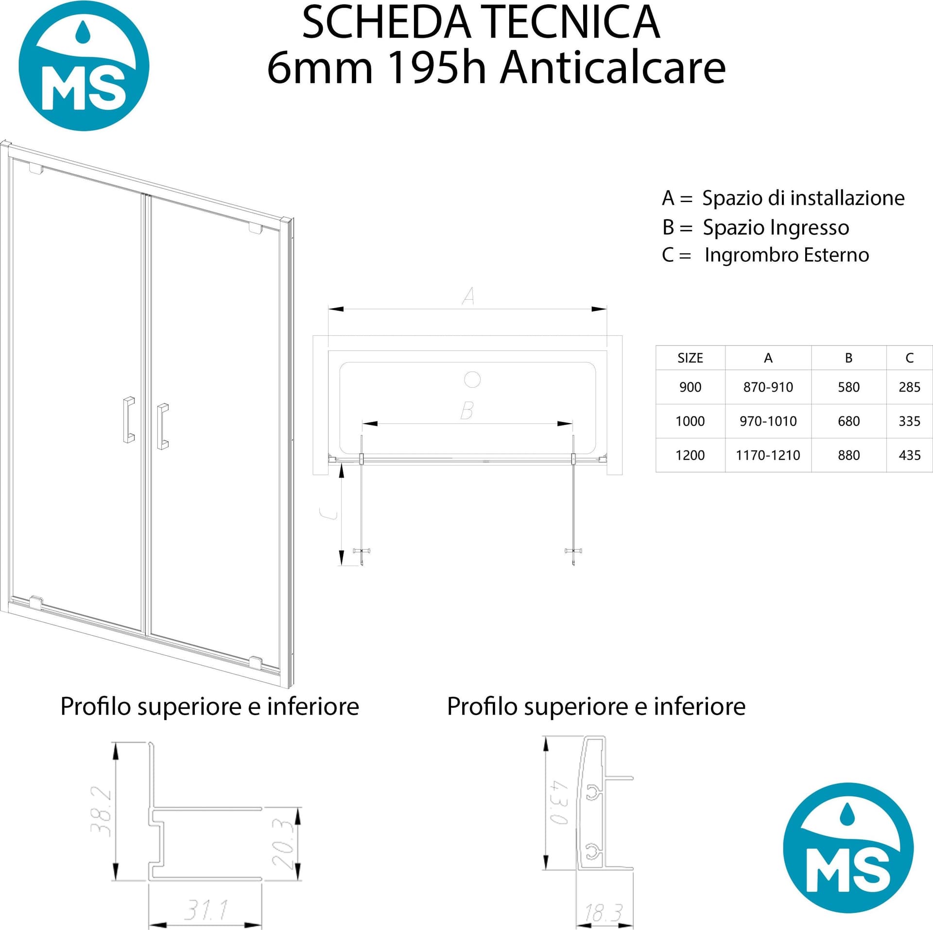 Porta Doccia Saloon dentro o fuori h195 Battente Opaca anticalcare 6mm JAVA in Porte doccia Mondialshop - Parabiago, commercioVirtuoso.it