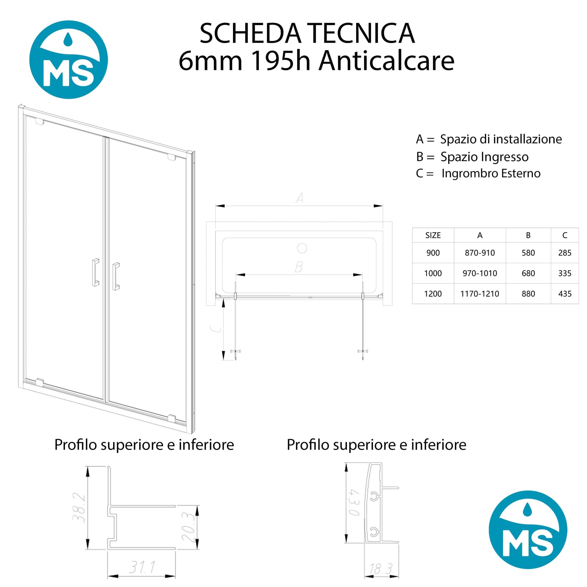 Porta Doccia Saloon dentro o fuori h195 Battente Opaca anticalcare 6mm JAVA in Porte doccia Mondialshop - Parabiago, commercioVirtuoso.it