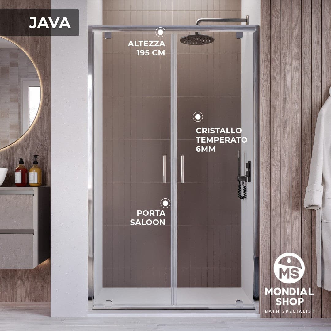 Porta Doccia h195 Saloon dentro o fuori anticalcare 6mm JAVA in Porte doccia Mondialshop - Parabiago, commercioVirtuoso.it
