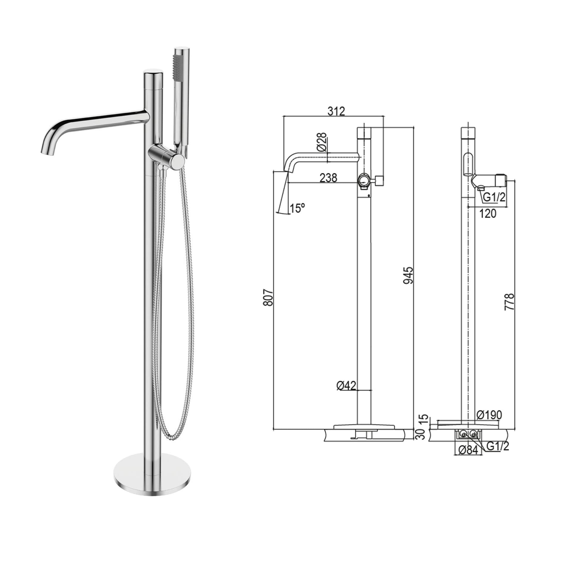 Miscelatore vasca a pavimento cromata Joy in Rubinetti per vasca Mondialshop - Parabiago, commercioVirtuoso.it