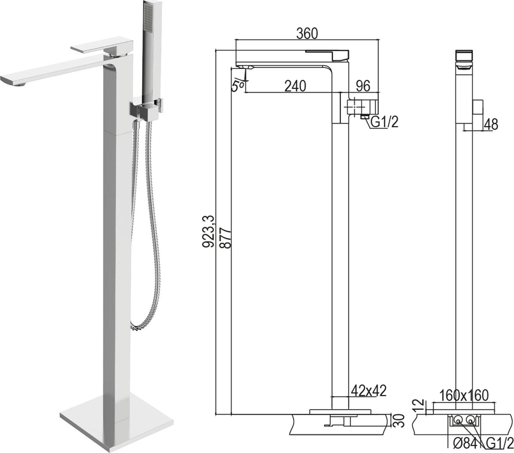 Miscelatore vasca a pavimento quadrata TBOL in Rubinetti per vasca Mondialshop - Parabiago, commercioVirtuoso.it