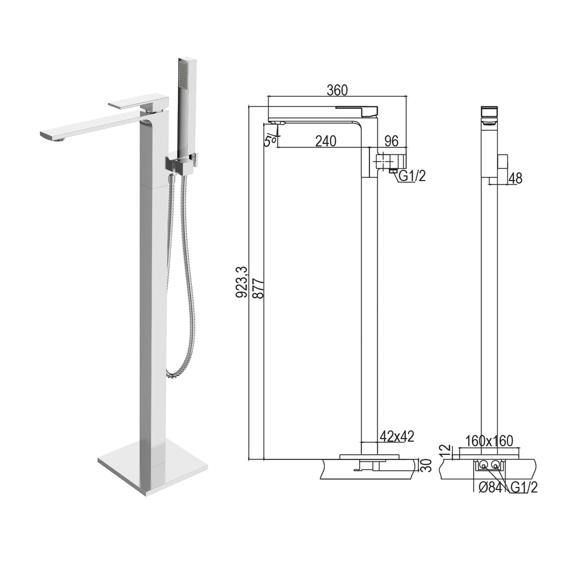 Miscelatore vasca a pavimento quadrata TBOL in Rubinetti per vasca Mondialshop - Parabiago, commercioVirtuoso.it