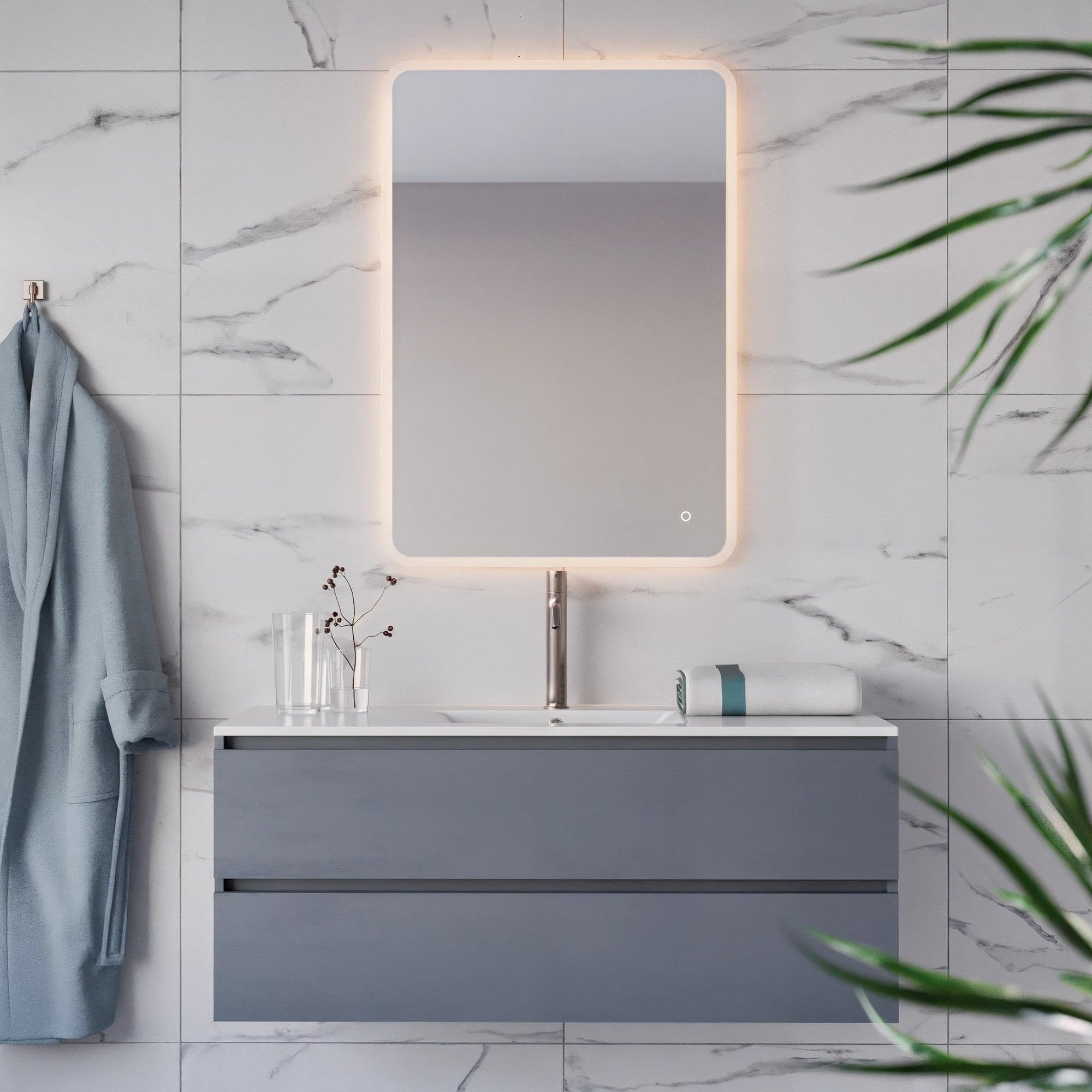 Specchio bagno rettangolare a led 70x100 con accensione touch-screen Boheme in Specchi da parete Mondialshop - Parabiago, commercioVirtuoso.it
