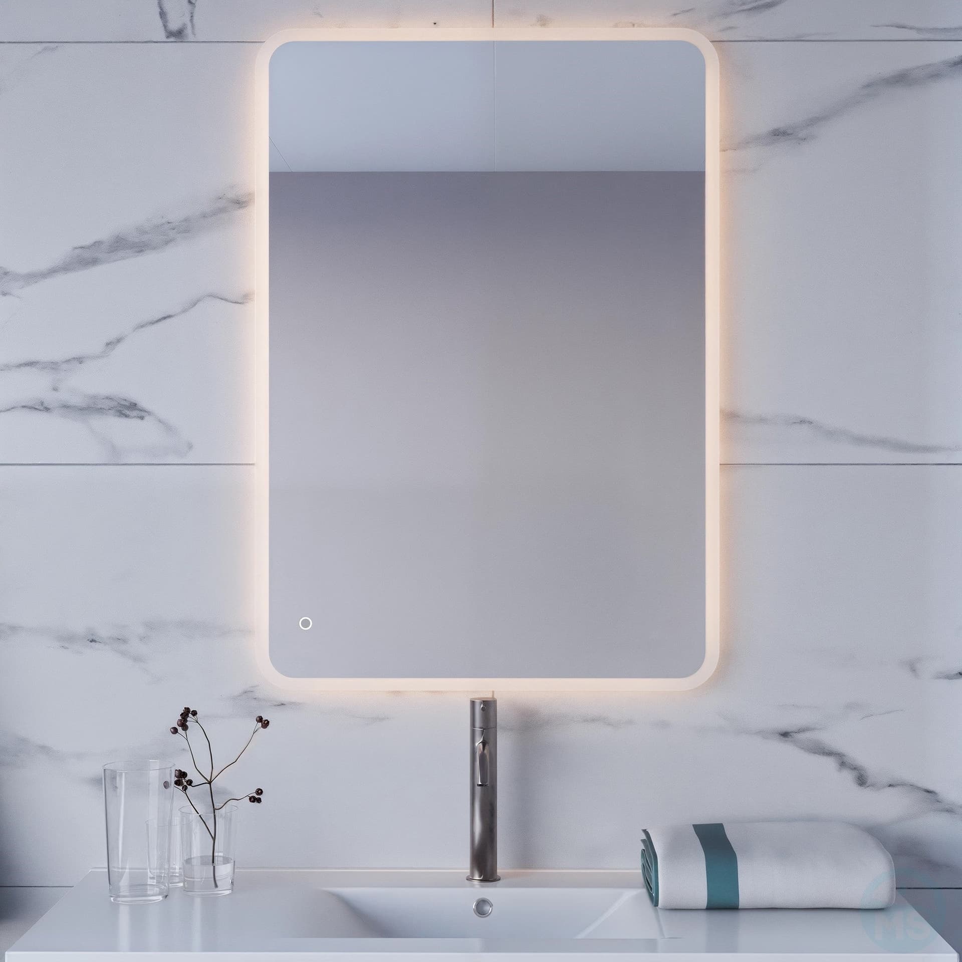 Specchio bagno rettangolare a led 70x100 con accensione touch-screen Boheme in Specchi da parete Mondialshop - Parabiago, commercioVirtuoso.it