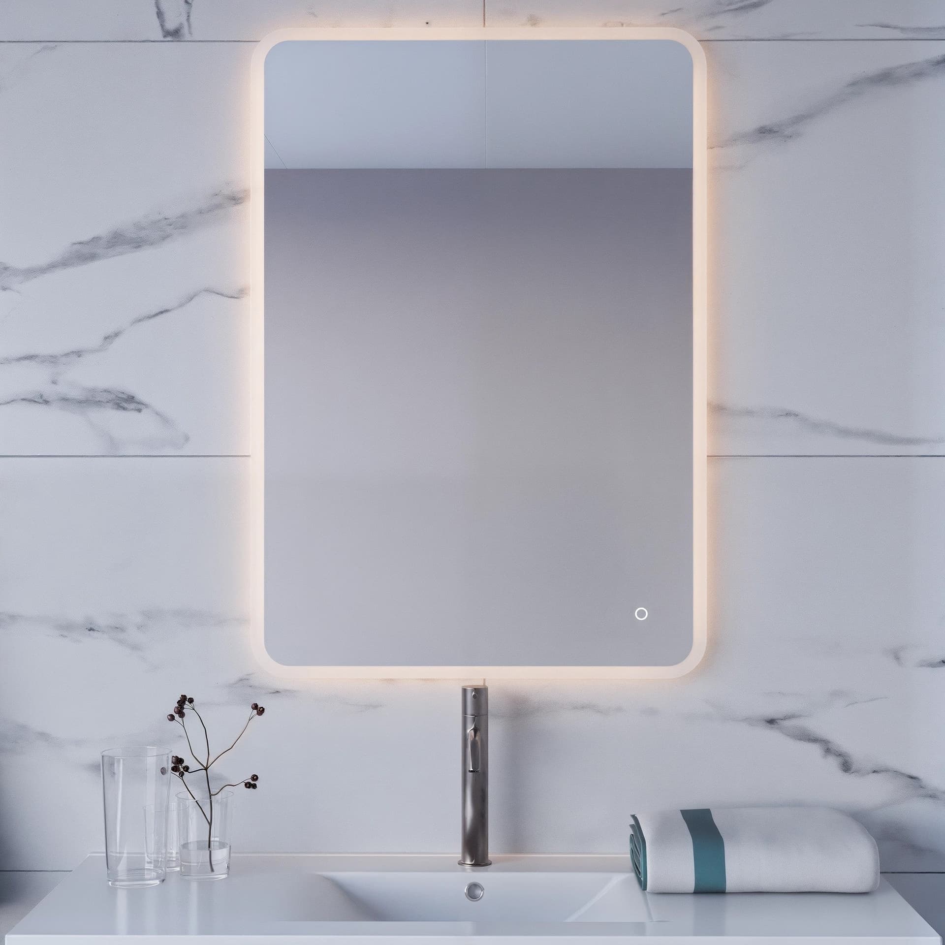 Specchio bagno rettangolare a led 70x120 con accensione touch-screen Boheme in Specchi da parete Mondialshop - Parabiago, commercioVirtuoso.it