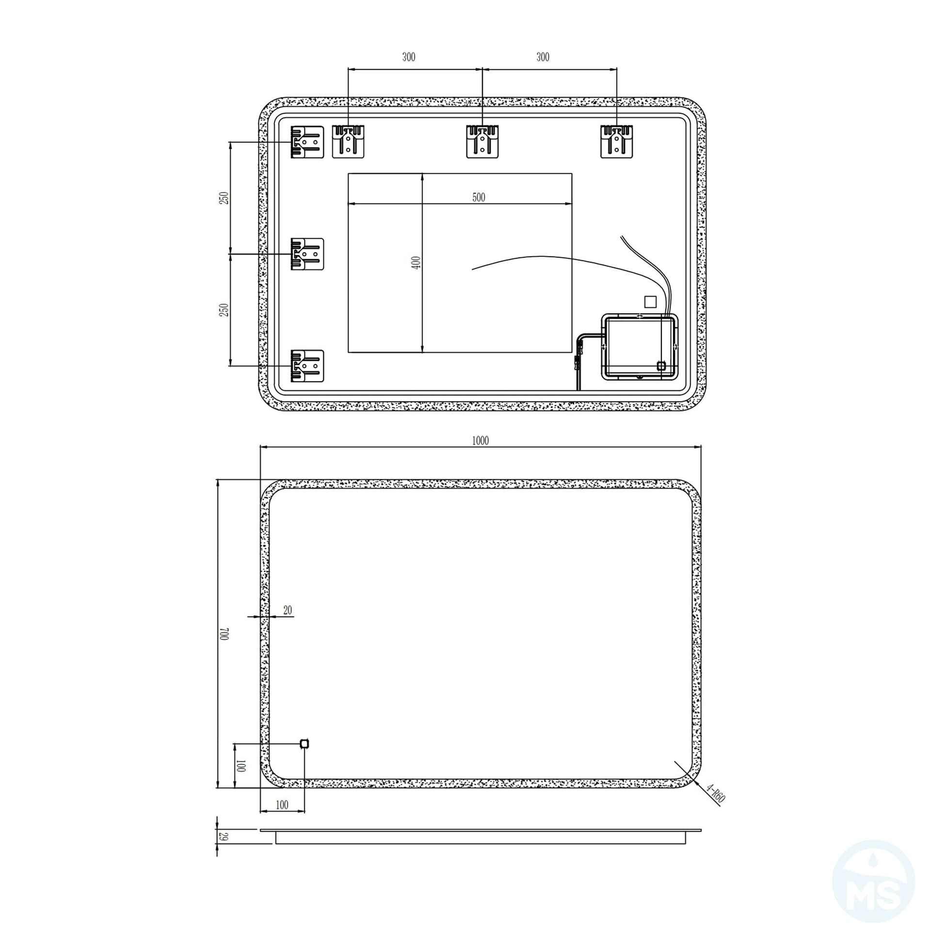 Specchio bagno rettangolare a led 70x120 con accensione touch-screen Boheme in Specchi da parete Mondialshop - Parabiago, commercioVirtuoso.it