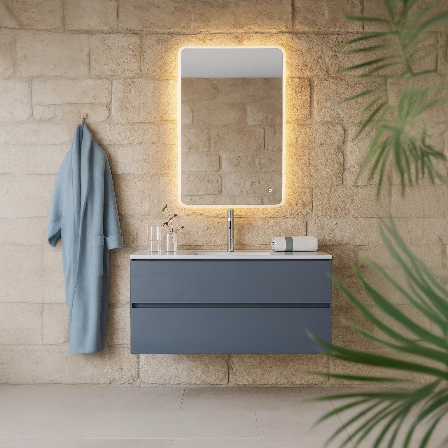 Specchio bagno rettangolare a led 70x120 con accensione touch-screen Boheme in Specchi da parete Mondialshop - Parabiago, commercioVirtuoso.it