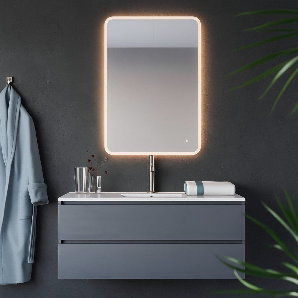 Specchio bagno rettangolare a led 70x100 con accensione touch-screen Boheme in Specchi da parete Mondialshop - Parabiago, commercioVirtuoso.it