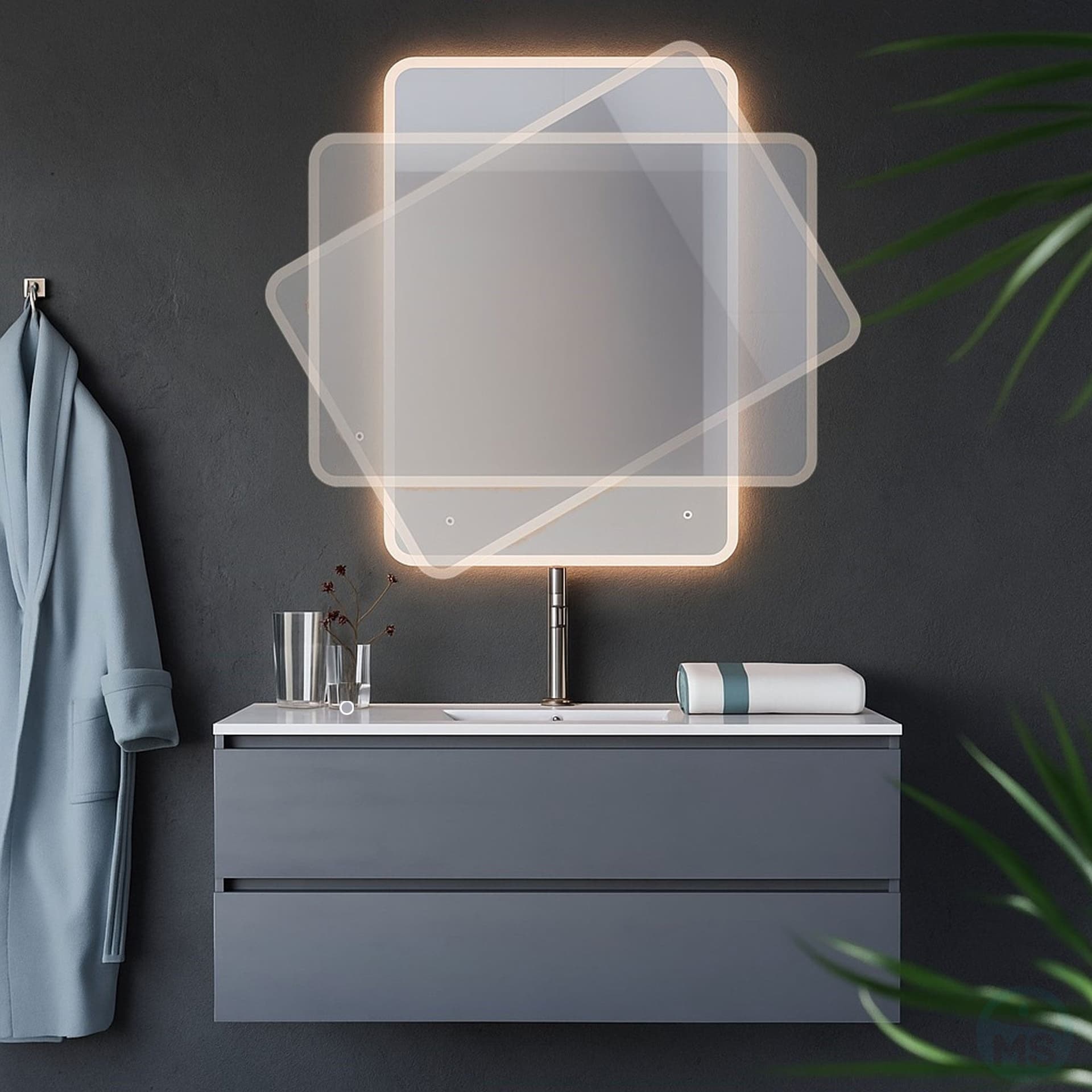 Specchio bagno rettangolare a led 70x120 con accensione touch-screen Boheme in Specchi da parete Mondialshop - Parabiago, commercioVirtuoso.it