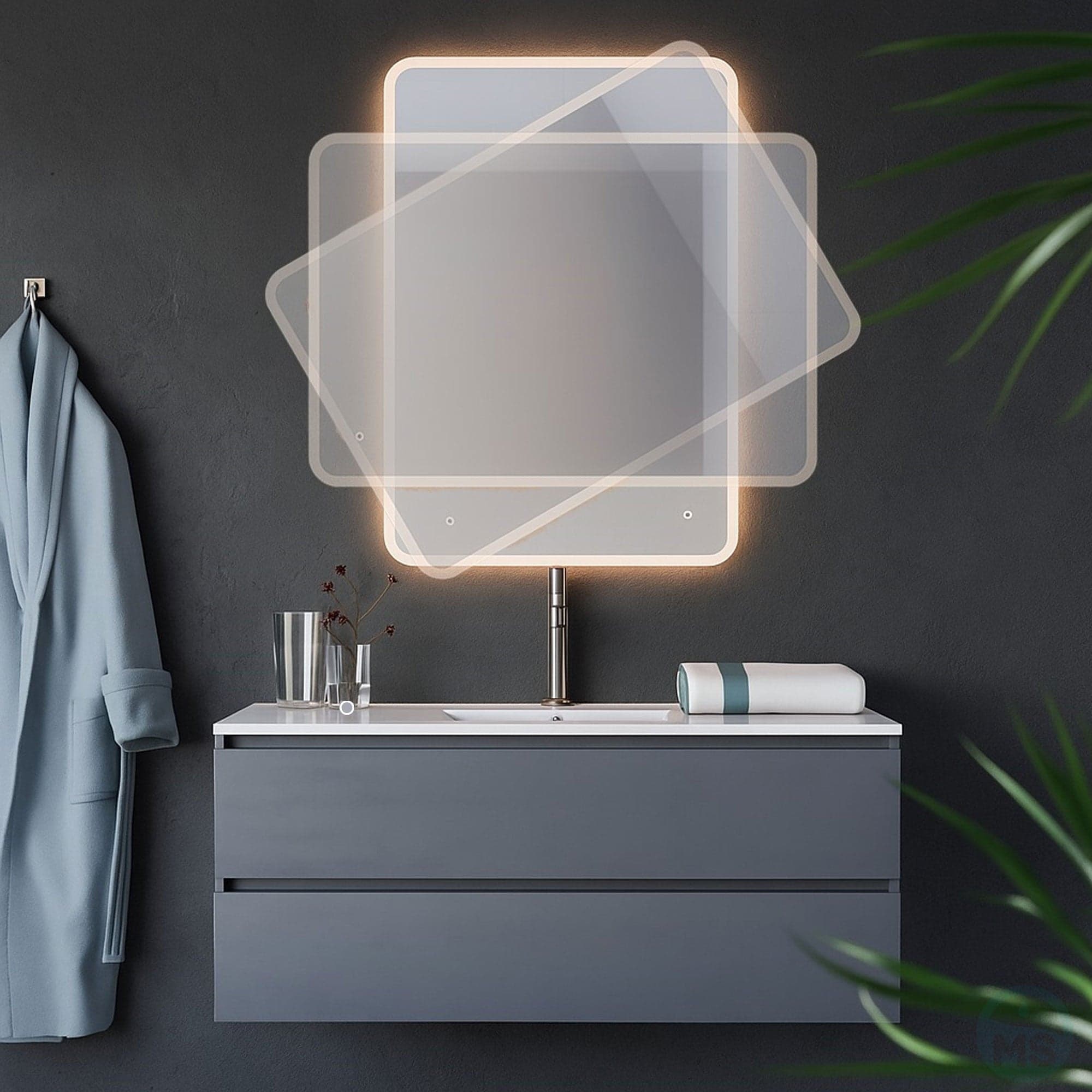 Specchio bagno rettangolare a led 60x80 con accensione touch-screen Boheme in Specchi da parete Mondialshop - Parabiago, commercioVirtuoso.it