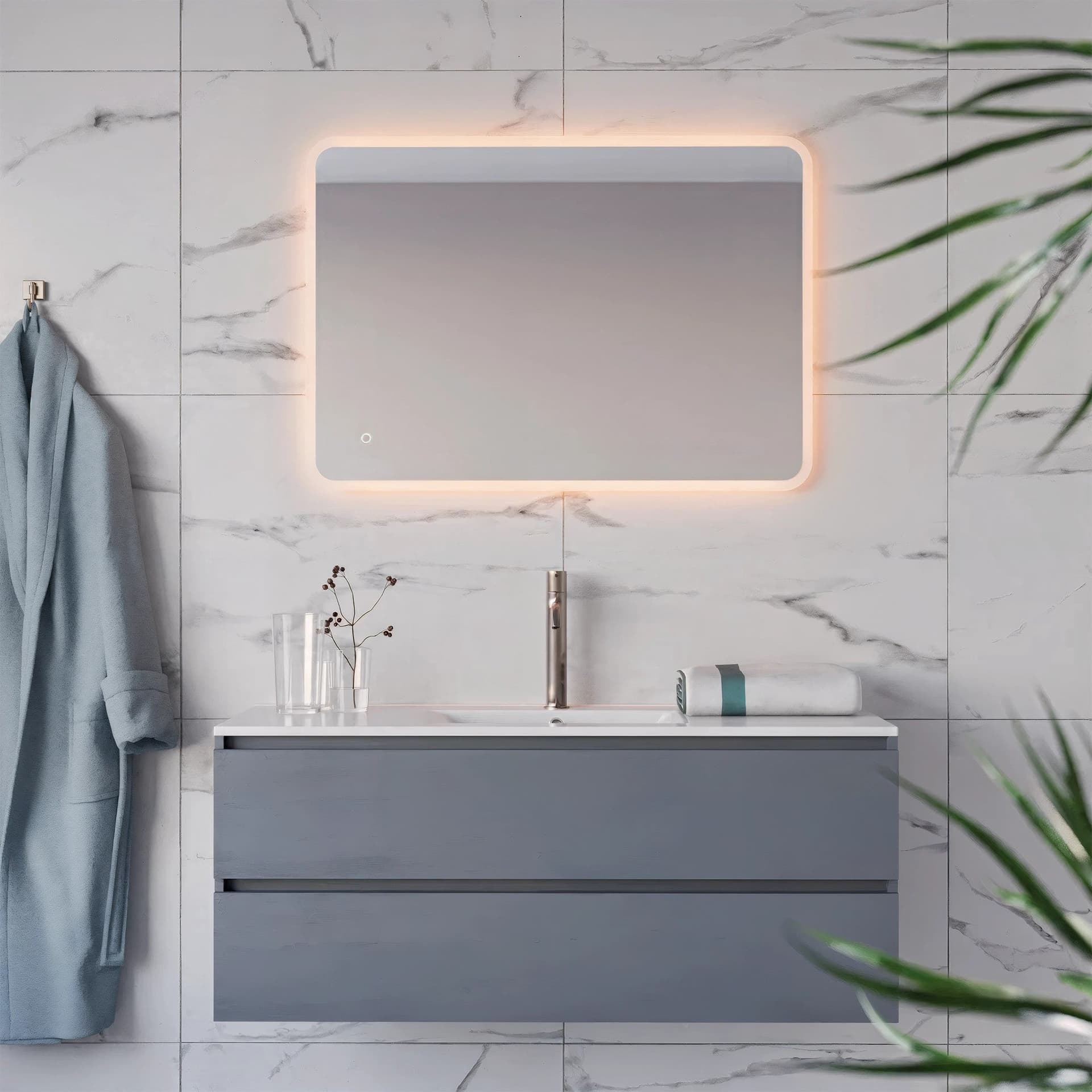 Specchio bagno rettangolare a led 60x80 con accensione touch-screen Boheme in Specchi da parete Mondialshop - Parabiago, commercioVirtuoso.it