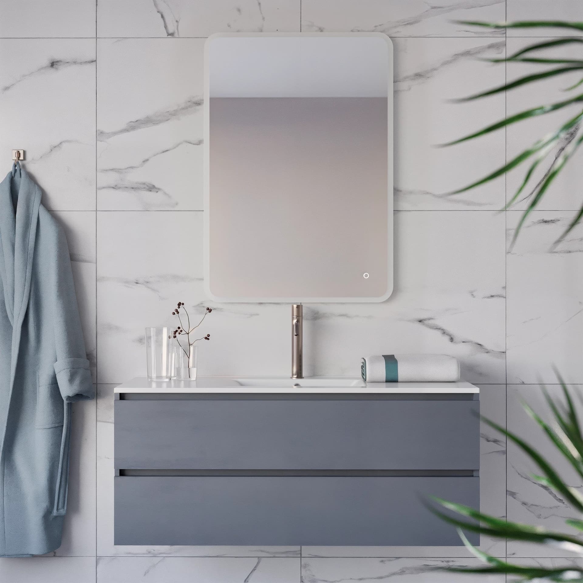 Specchio bagno rettangolare a led 70x100 con accensione touch-screen Boheme in Specchi da parete Mondialshop - Parabiago, commercioVirtuoso.it