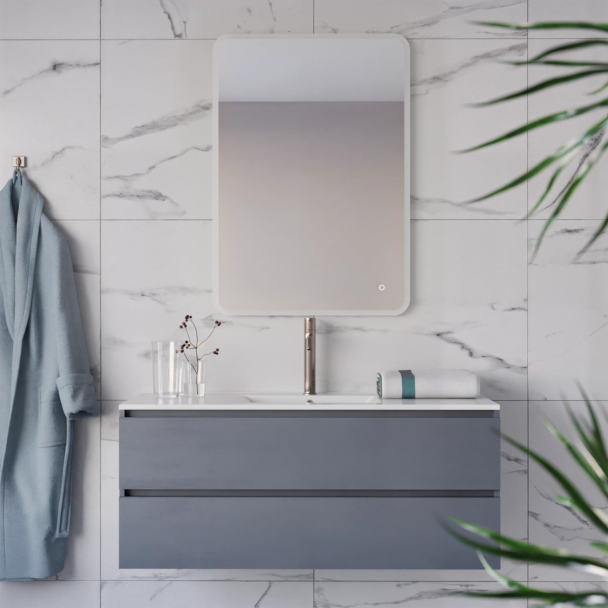 Specchio bagno rettangolare a led 70x100 con accensione touch-screen Boheme in Specchi da parete Mondialshop - Parabiago, commercioVirtuoso.it