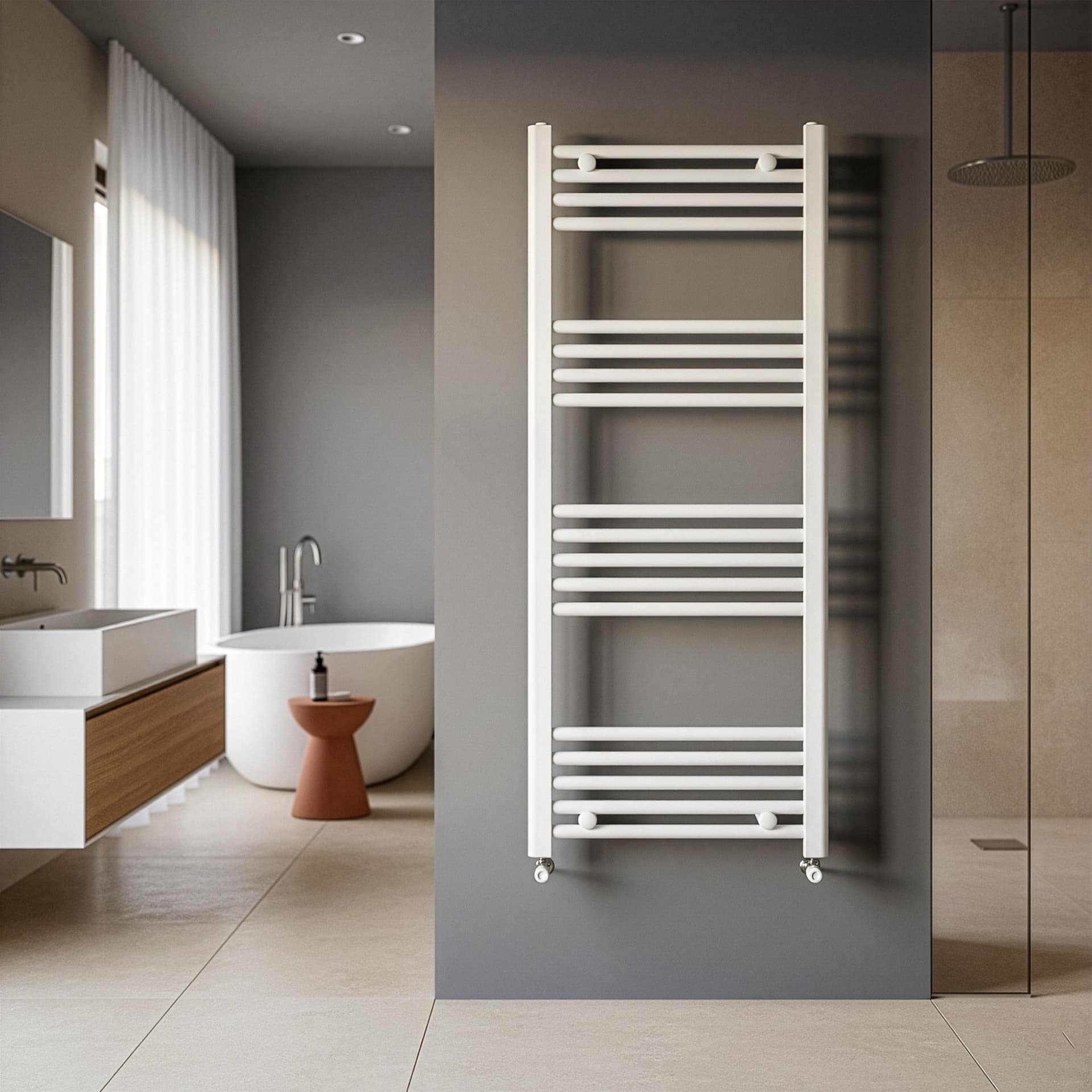 Scaldasalviette termoarredo 120x50 bianco interasse 45 cm IDRAULICO in Scalda asciugamani da parete Mondialshop - Parabiago, commercioVirtuoso.it