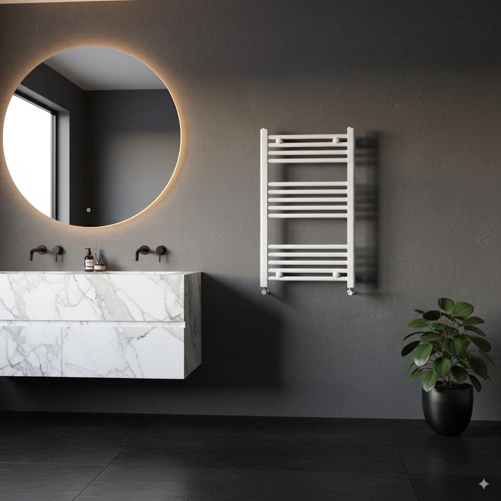 Scaldasalviette termoarredo 80x50 bianco interasse 45 cm IDRAULICO in Scalda asciugamani da parete Mondialshop - Parabiago, commercioVirtuoso.it