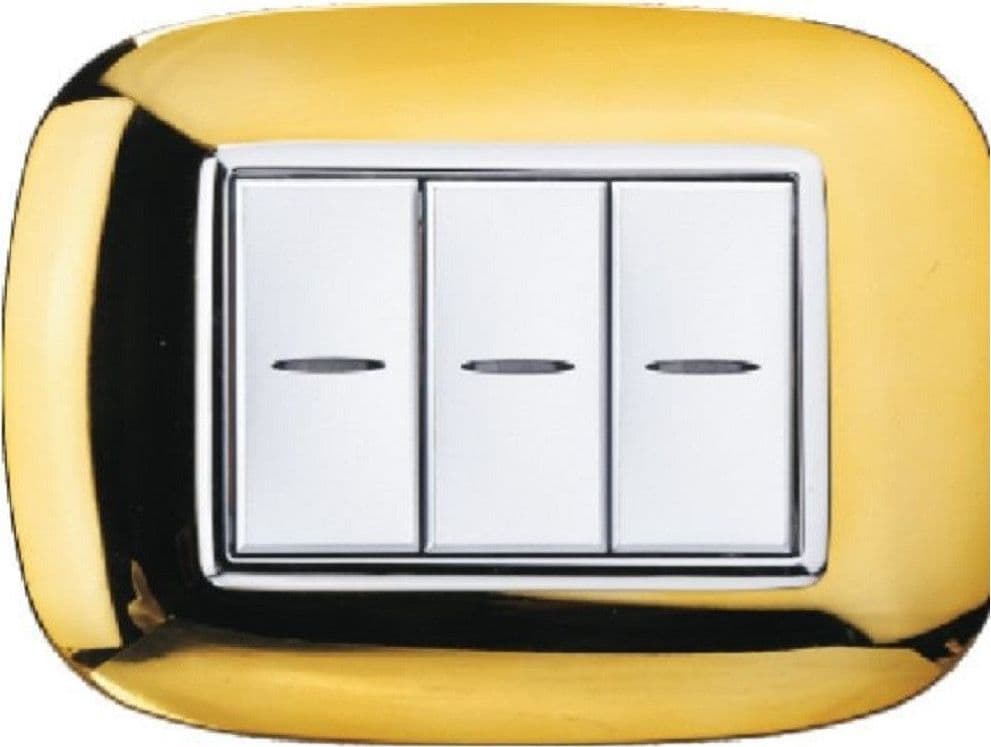 PLACCA OVAL 3 4 6 MODULI COLORE ORO LUCIDO COMPATIBILE BTICINO AXOLUTE in Placche per interruttori Trade Shop italia - Napoli, commercioVirtuoso.it