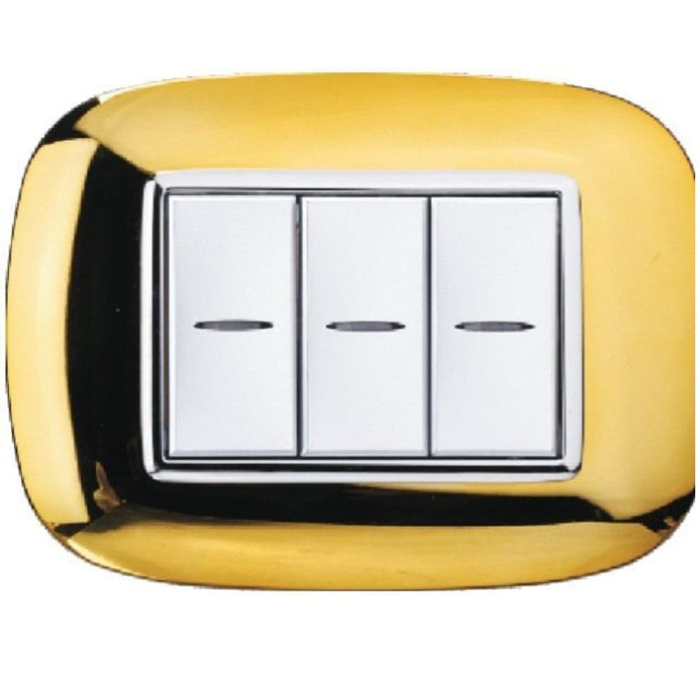 PLACCA OVAL 3 4 6 MODULI COLORE ORO LUCIDO COMPATIBILE BTICINO AXOLUTE in Placche per interruttori Trade Shop italia - Napoli, commercioVirtuoso.it