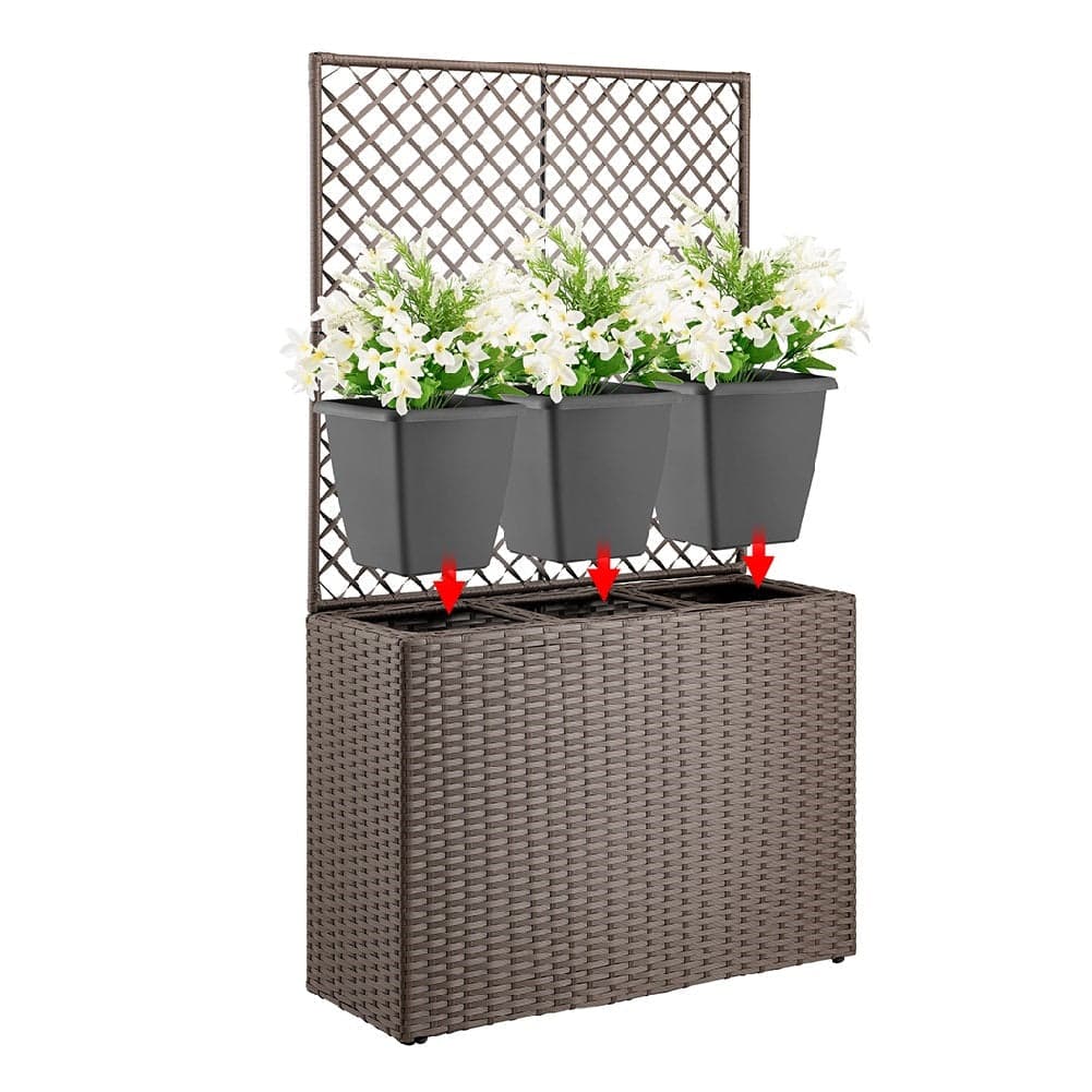 Fioriera da Giardino Polyrattan con 3vasi Estraibili per Balconi e Terrazzi Marrone in Balconiere Danyx - Casoria, commercioVirtuoso.it