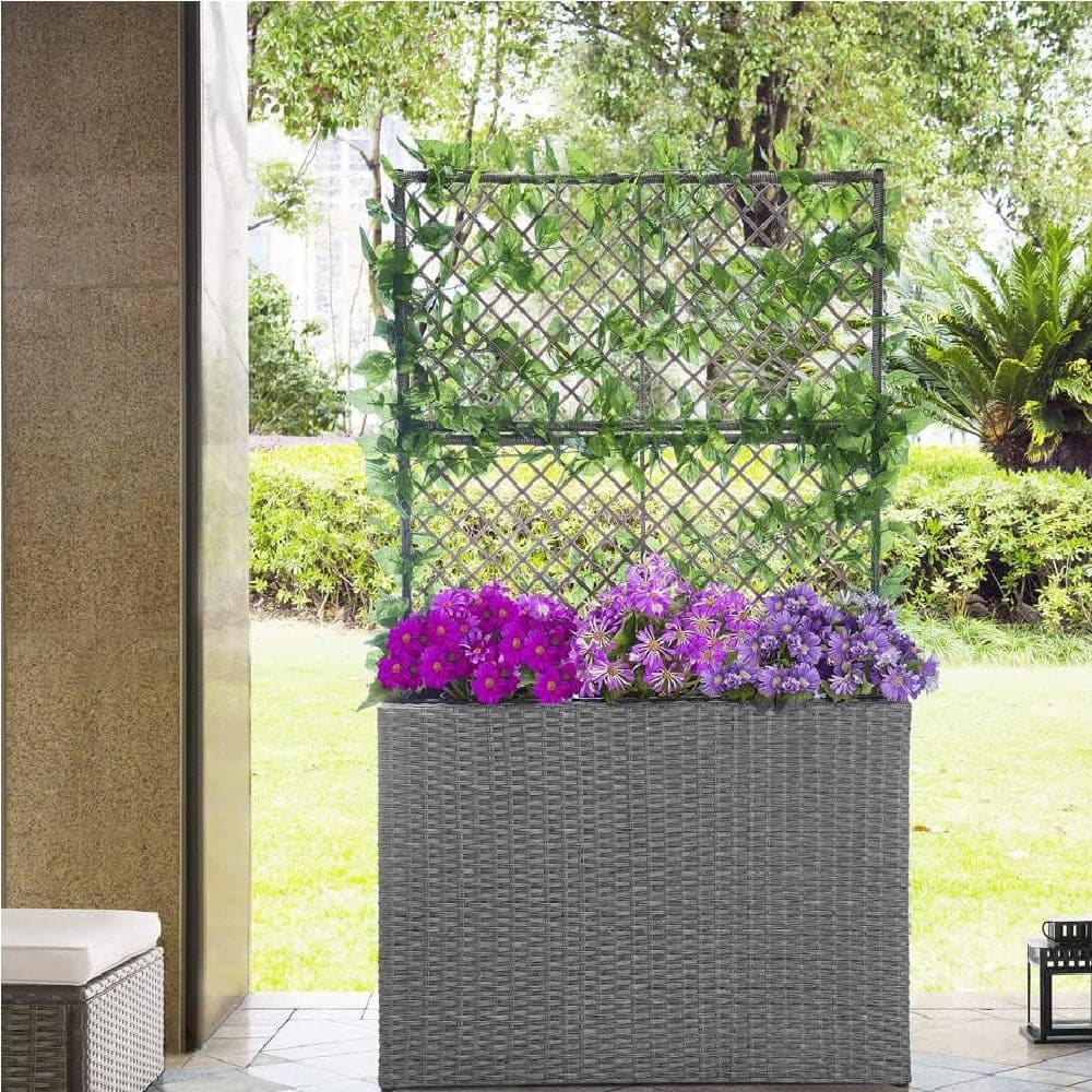 Fioriera da Giardino Polyrattan con 3vasi Estraibili per Balconi e Terrazzi Grigio in Balconiere Danyx - Casoria, commercioVirtuoso.it