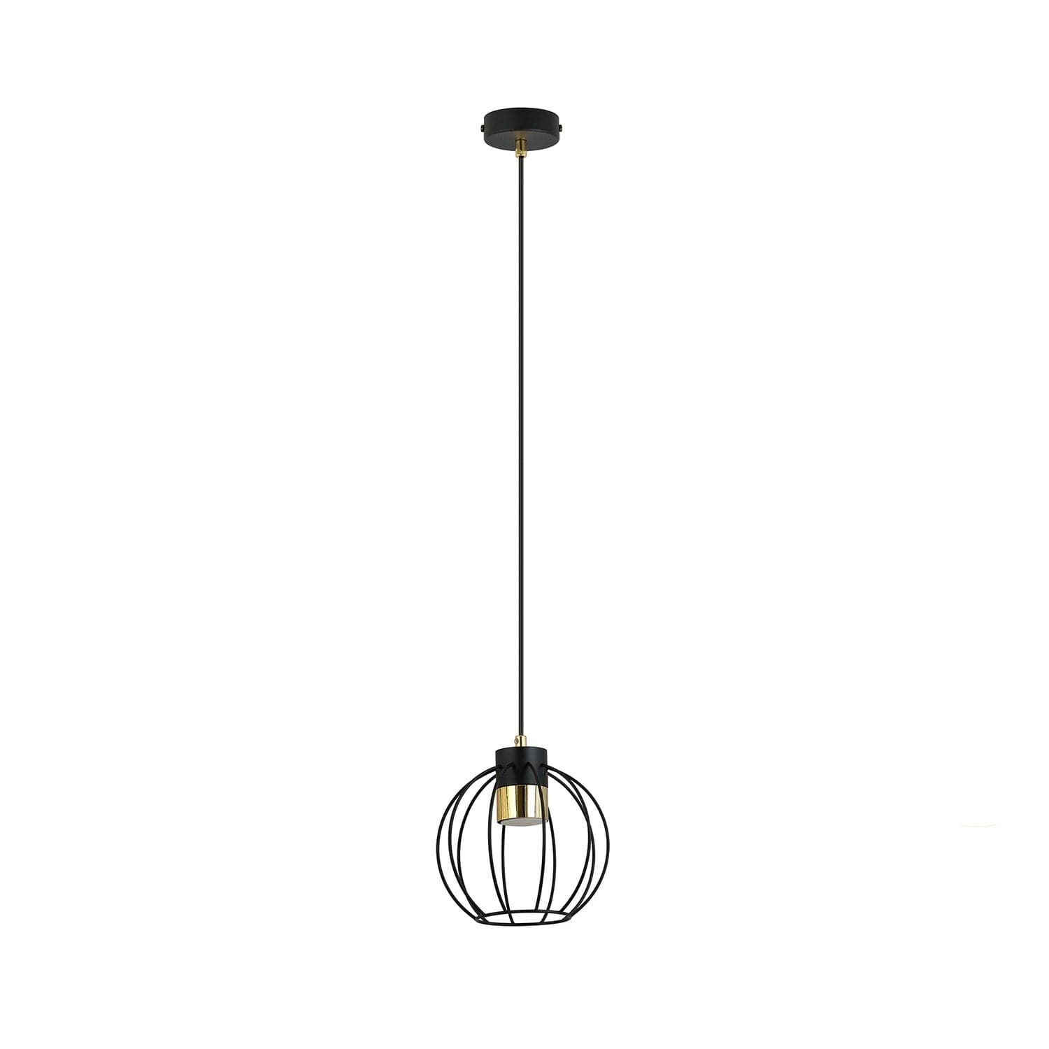 Sospensione Minimal Ajax 1 Luce In Acciaio Nero A Gabbia Con Oro in Lampade a sospensione LuceArt - Montecorvino Pugliano, commercioVirtuoso.it