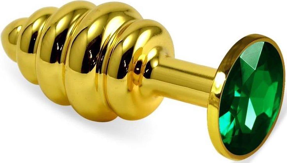 Plug Anale LoveToy metallo pesante color oro pietra verde confezione regalo in prodotto Erosdom - Palmi, commercioVirtuoso.it