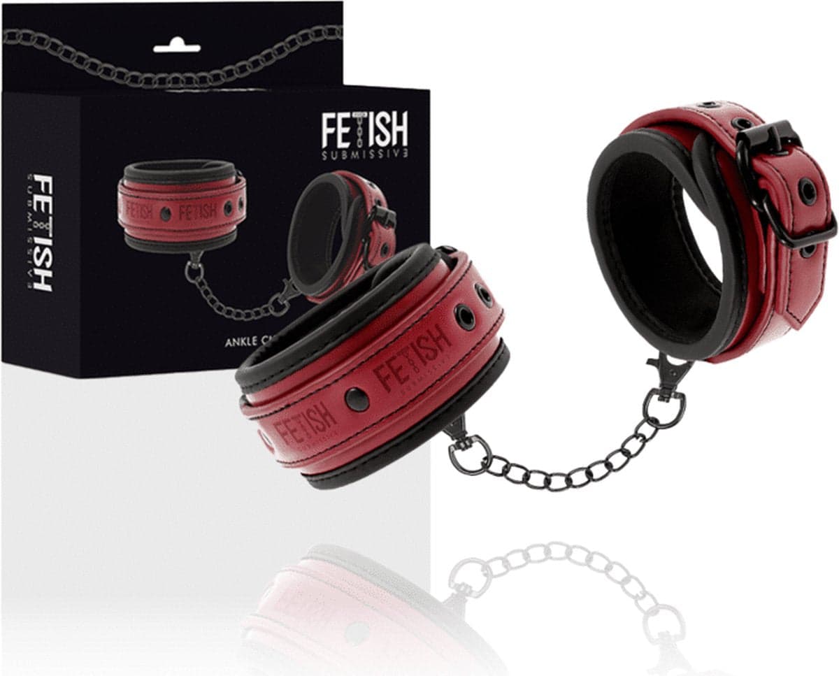 Cavigliere piedi bondage rosso nero Fetish imbottite pelle vegana Dark room in prodotto Erosdom - Palmi, commercioVirtuoso.it