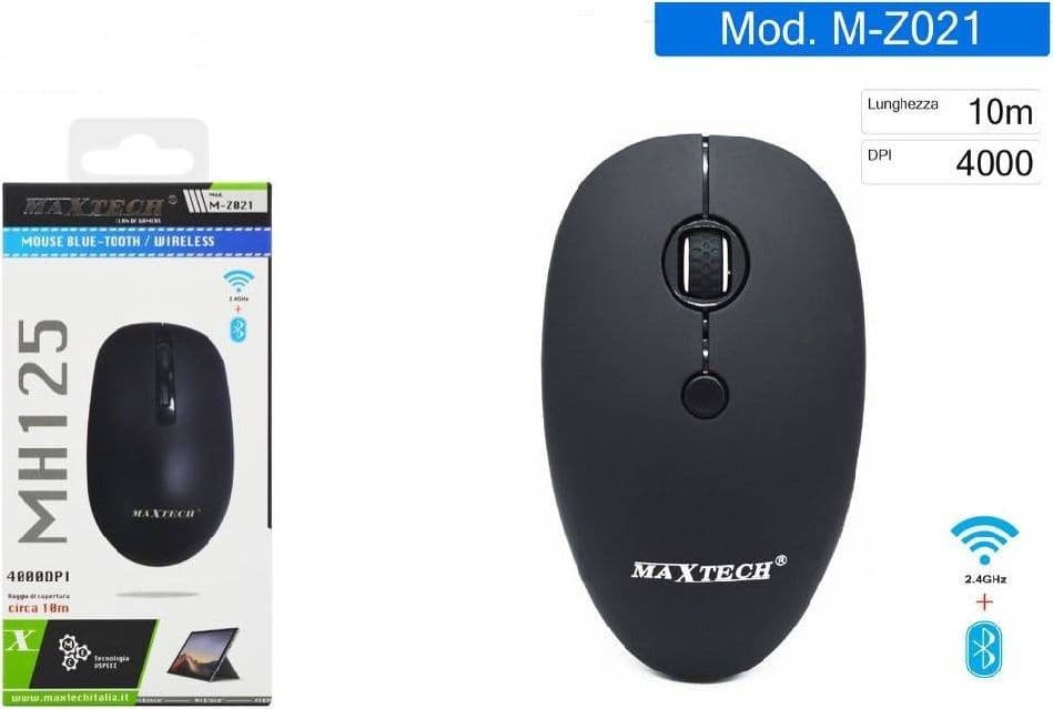 MOUSE BLUETOOTH WIRELESS 2.4GHZ SENZA FILI PER NOTEBOOK COMPUTER 4000 DPI M-Z021 in prodotto Trade Shop italia - Napoli, commercioVirtuoso.it