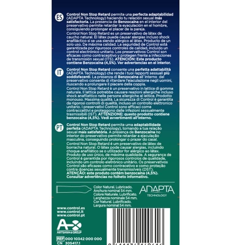 CONTROL - NON STOP RETARD CONDOMS 12 UNITS in Preservativi maschili Desideria Shop - Latina, commercioVirtuoso.it