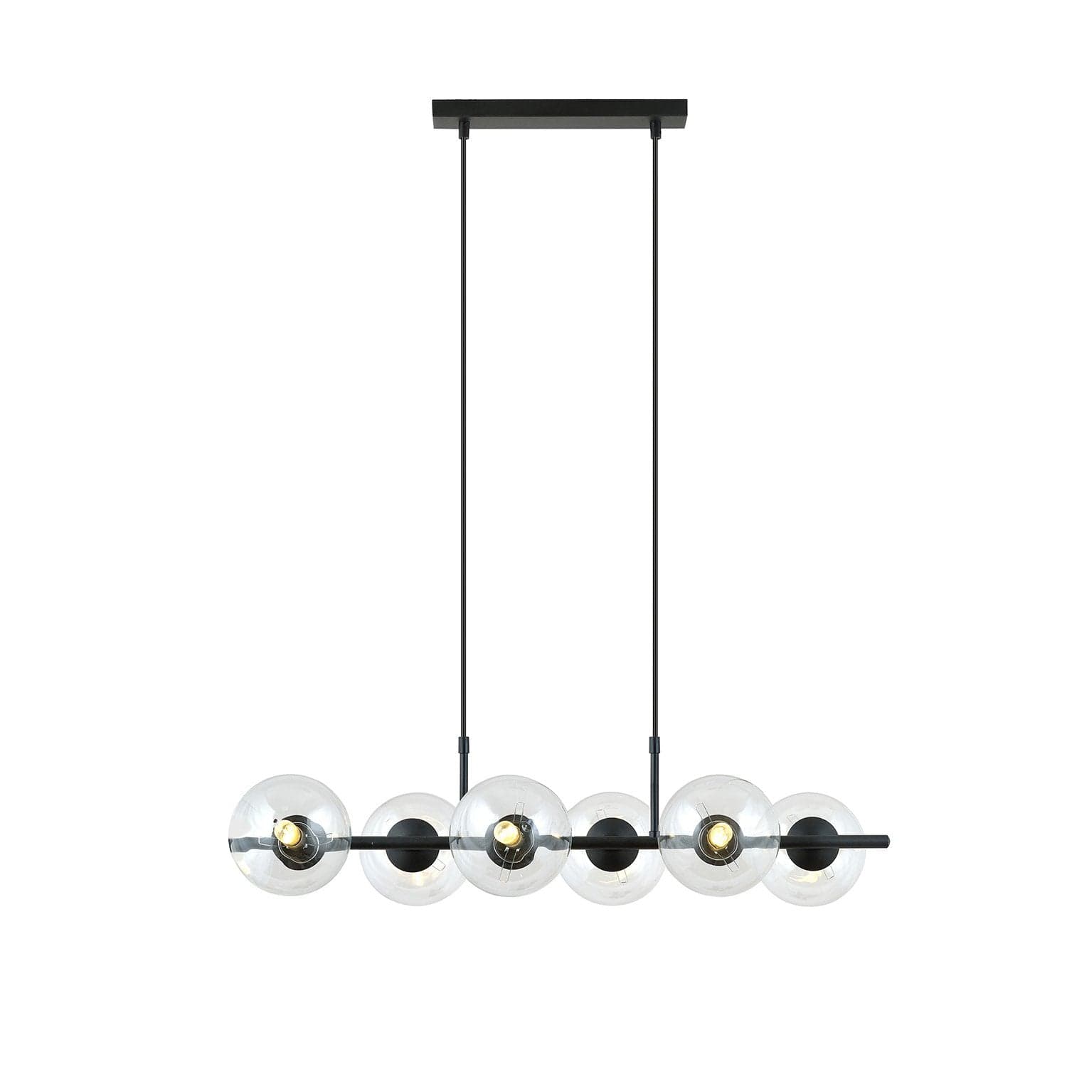 Sospensione Moderna Rory 6 Luci In Acciaio Nero E Sfere In Vetro Trasparente in Lampade a sospensione LuceArt - Montecorvino Pugliano, commercioVirtuoso.it