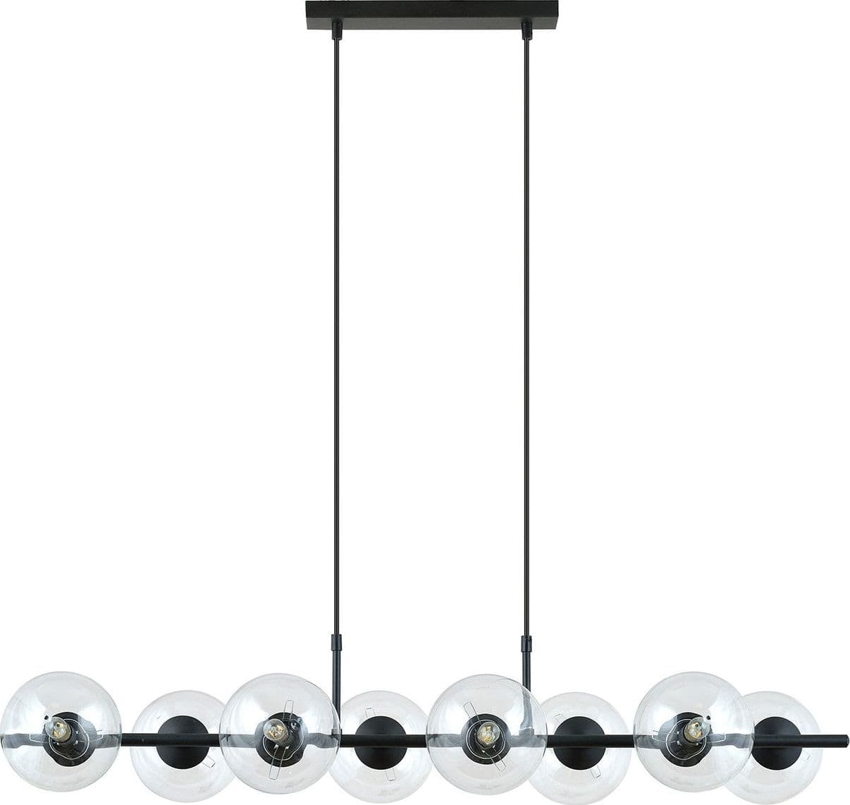 Sospensione Moderna Rory 8 Luci In Acciaio Nero E Sfere In Vetro Trasparente in Lampade a sospensione LuceArt - Montecorvino Pugliano, commercioVirtuoso.it