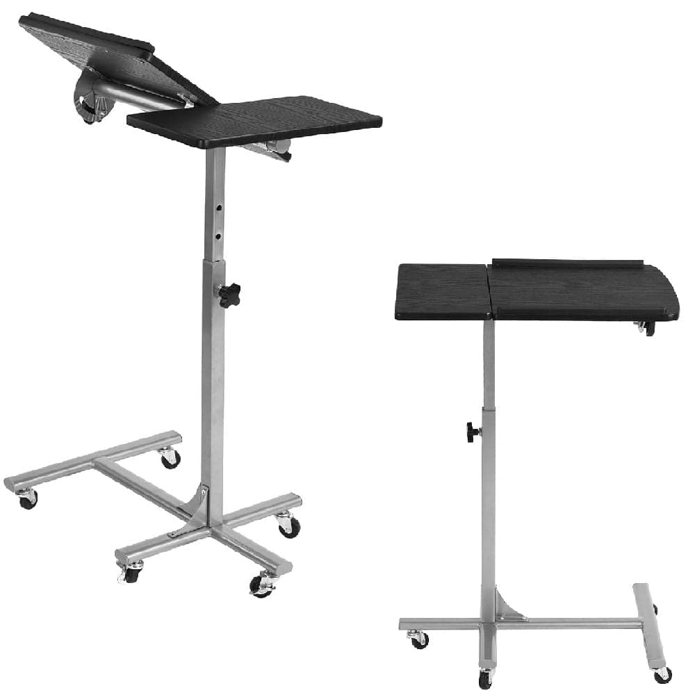 Tavolino Porta PC con 5ruote e Piano Inclinabile Regolabile Altezza 70-92 cm Nero in Postazioni di lavoro per computer Danyx - Casoria, commercioVirtuoso.it