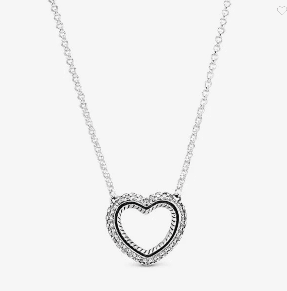 Pandora - Collier con cuore aperto, pavé e maglia snake