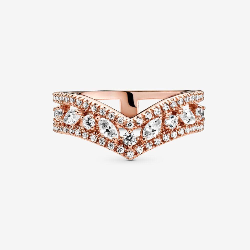PANDORA - Anello chevron doppio taglio marquise
