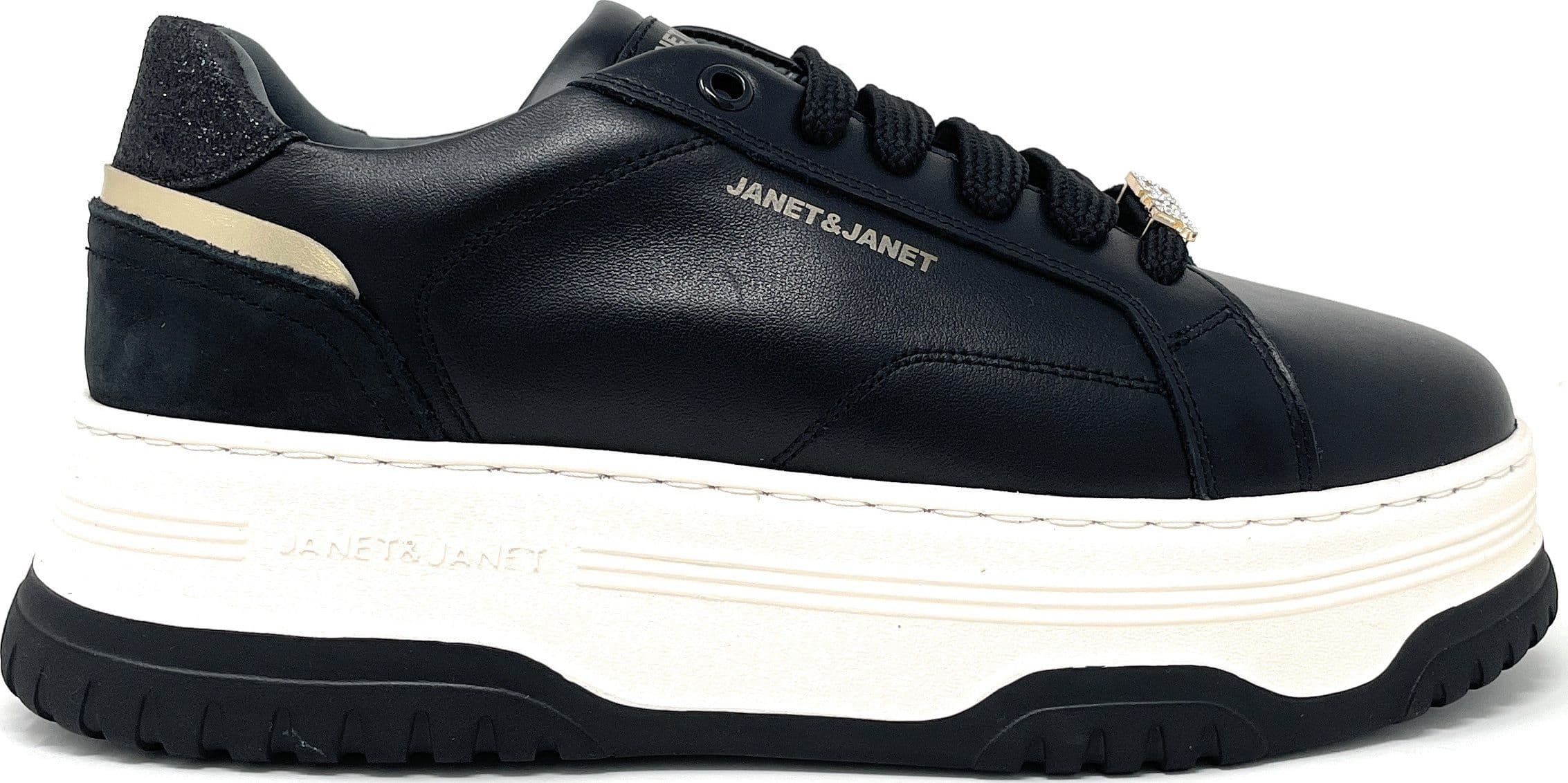 Janet & Janet sneakers donna in pelle black J-422