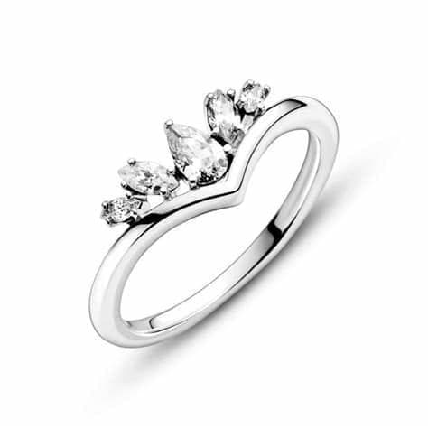 PANDORA - Anello chevron scintillante con pietre con taglio a goccia e Marquise