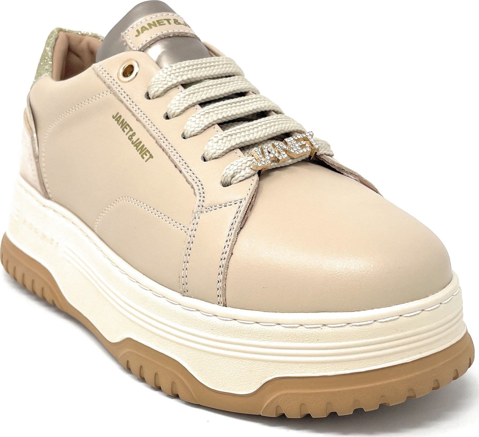 Janet & Janet sneakers donna in pelle beige J-422 in Sneaker casual Teresi Calzature - Marsala, commercioVirtuoso.it