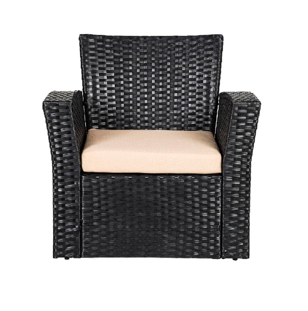 Set da Giardino in Rattan 2 Poltrone, Divano 2 posti e Tavolino con Cuscini Beige in Divanetti Danyx - Casoria, commercioVirtuoso.it