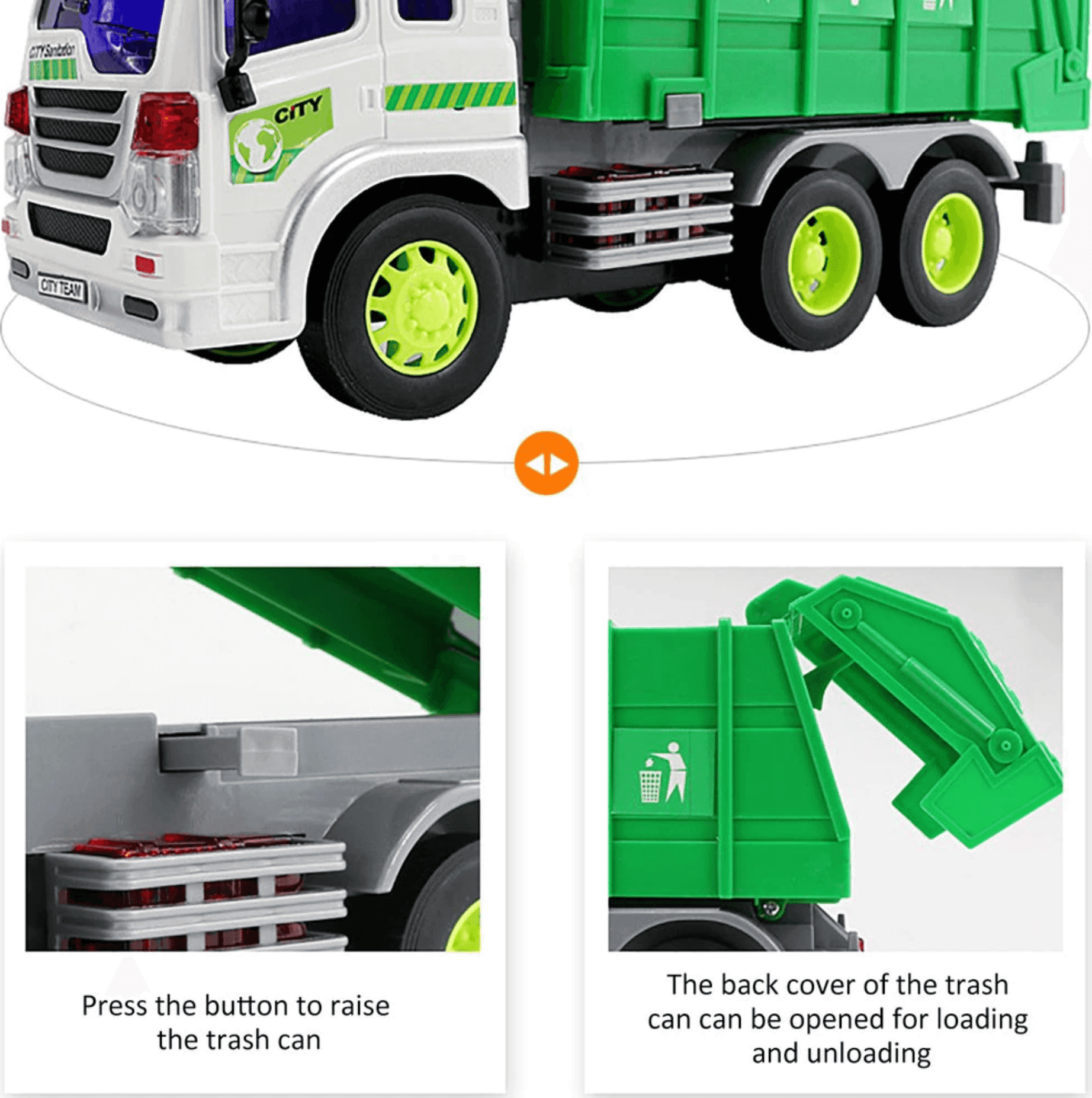 CAMION RACCOLTA RIFIUTI CON LUCI E SUONI CASSONE RIBALTABILE FUNZIONI REALI in Camion Trade Shop italia - Napoli, commercioVirtuoso.it