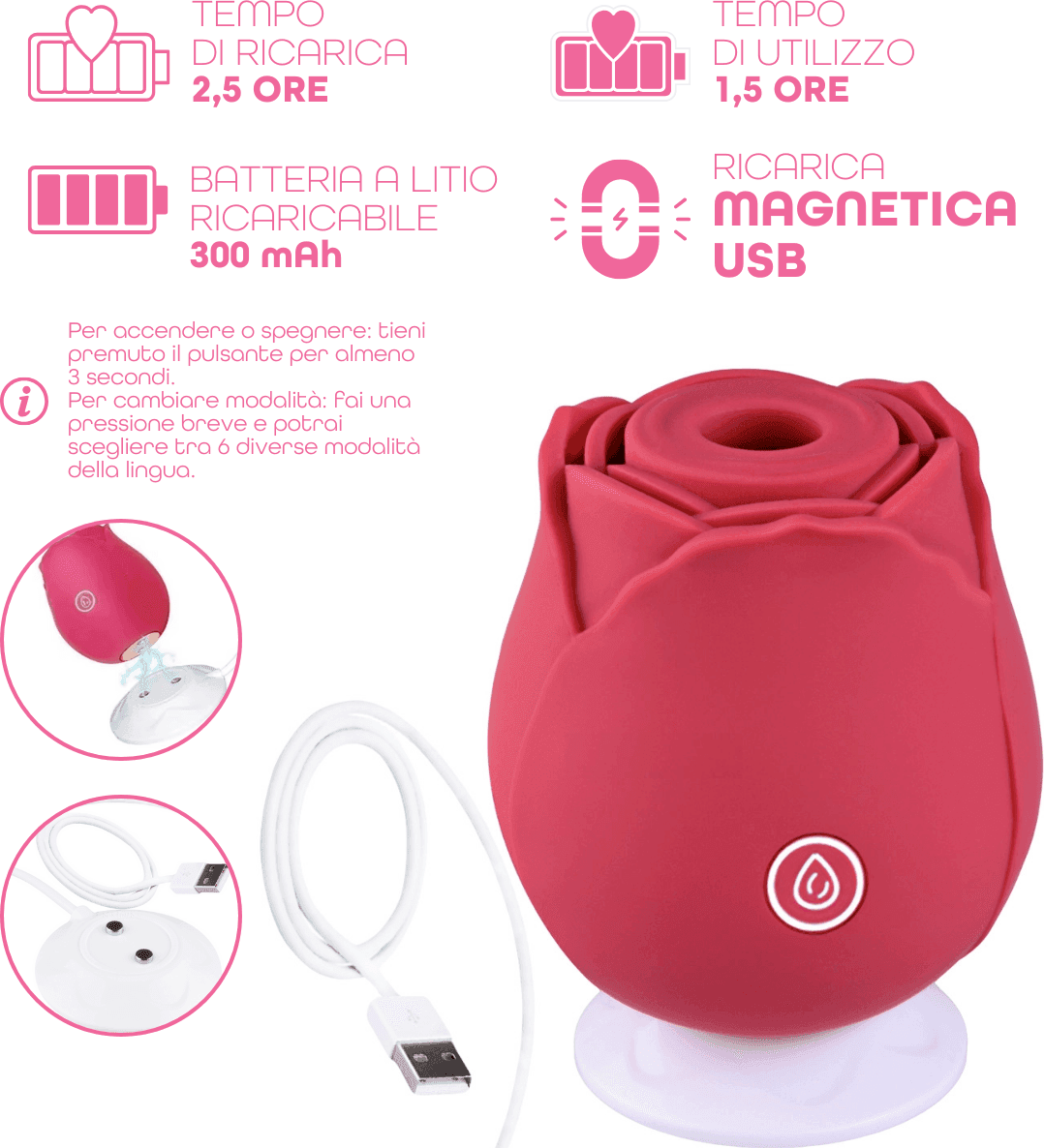 Succhia Clitoride Vibratore a Forma di Rosa Stimolatore con Suzione e Vibrazione in Succhia clitoride Do You Erotic - Napoli, commercioVirtuoso.it