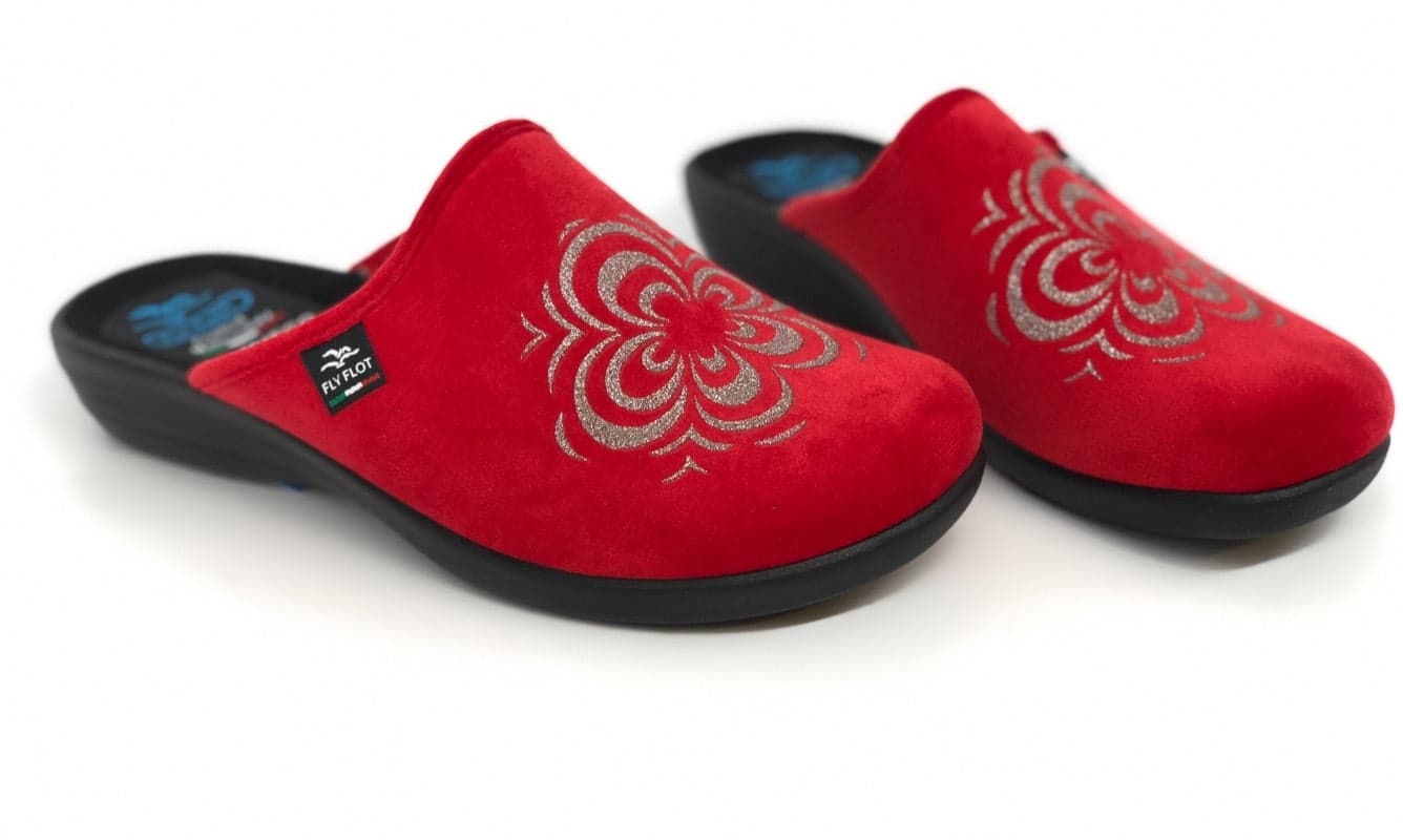 FLY FLOT Ciabatta donna chiusa rossa con fiore in Pantofole Calzature Durello - Agna, commercioVirtuoso.it